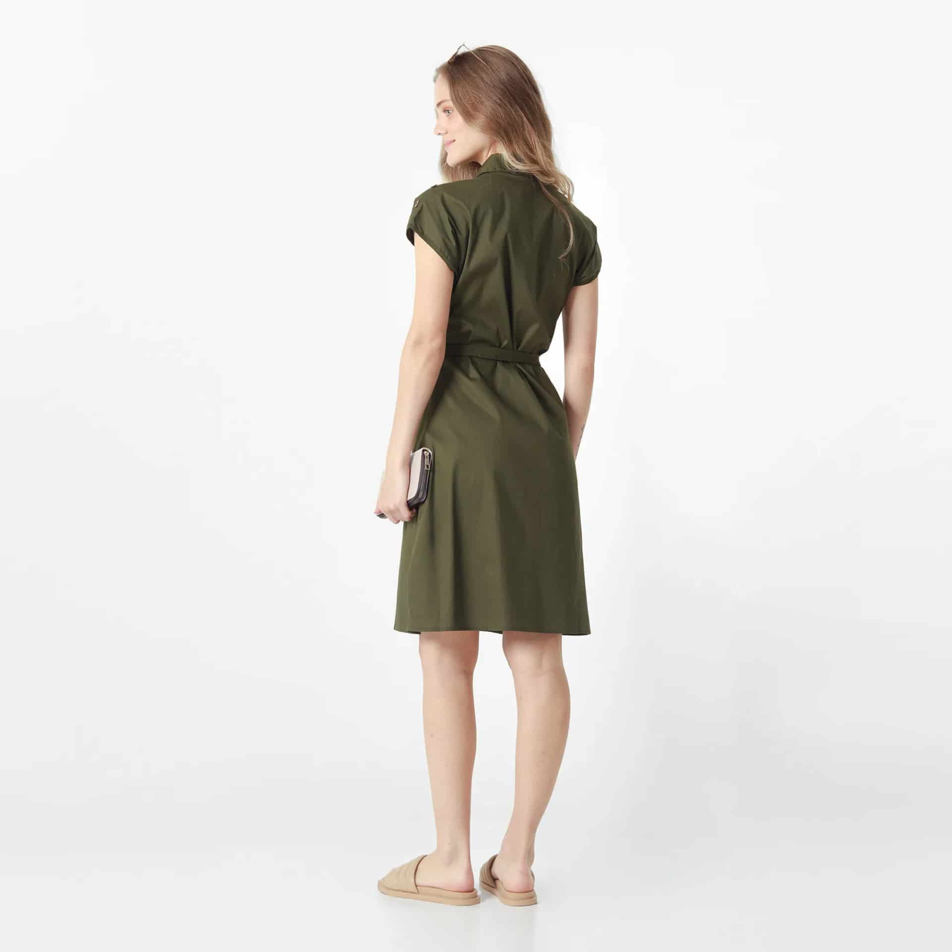 Vestido Cuello Camisero Manga Corta - miniatura 3