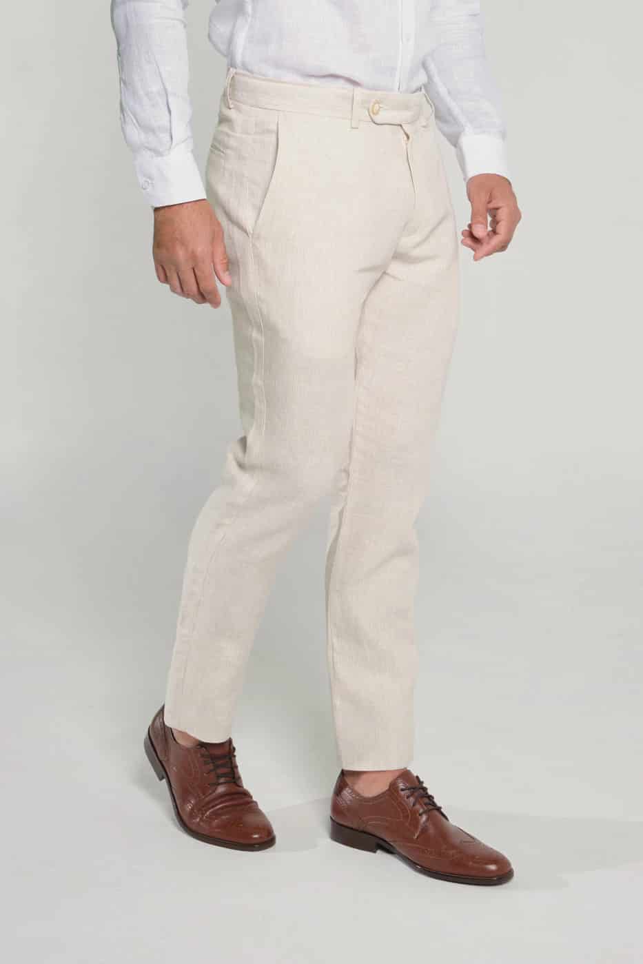 Pantalón Slim Fit Lino Bolivia Arena Rayas - miniatura 2