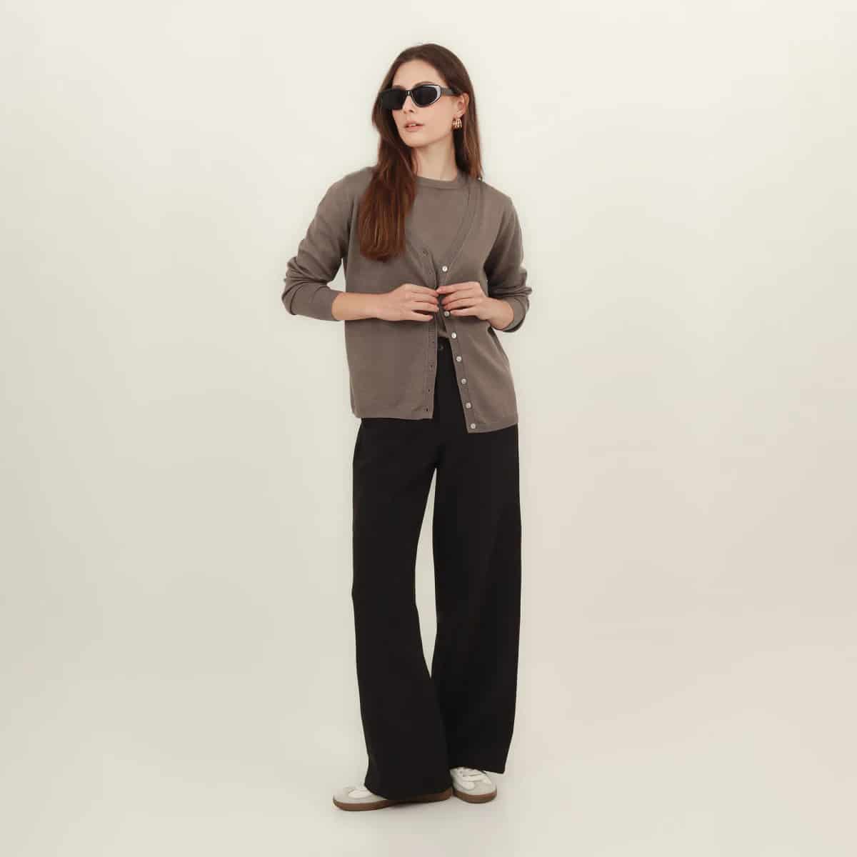 Sweater cardigan con botones manga larga - miniatura 2