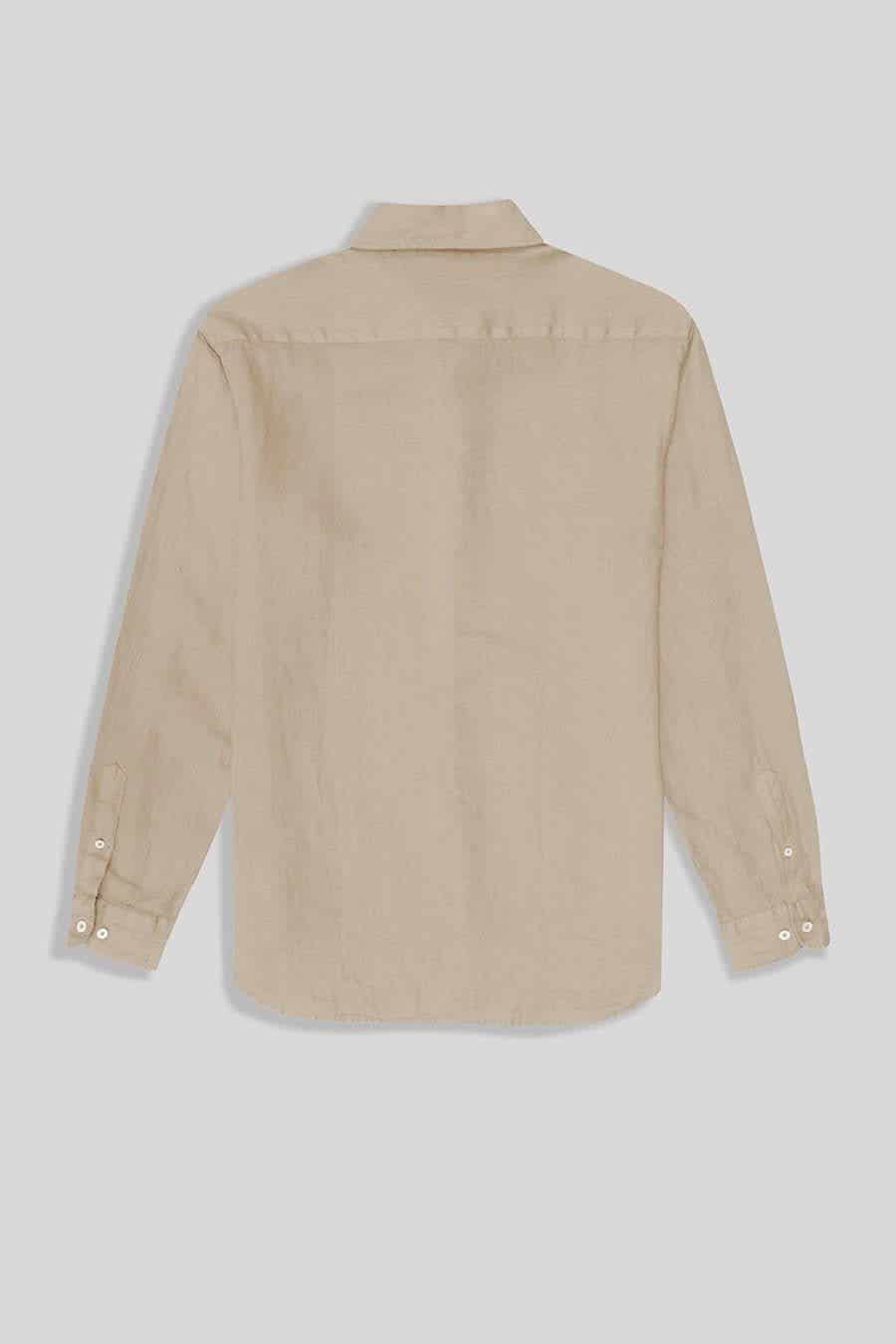 Men's linen shirt beige basic - miniatura 6