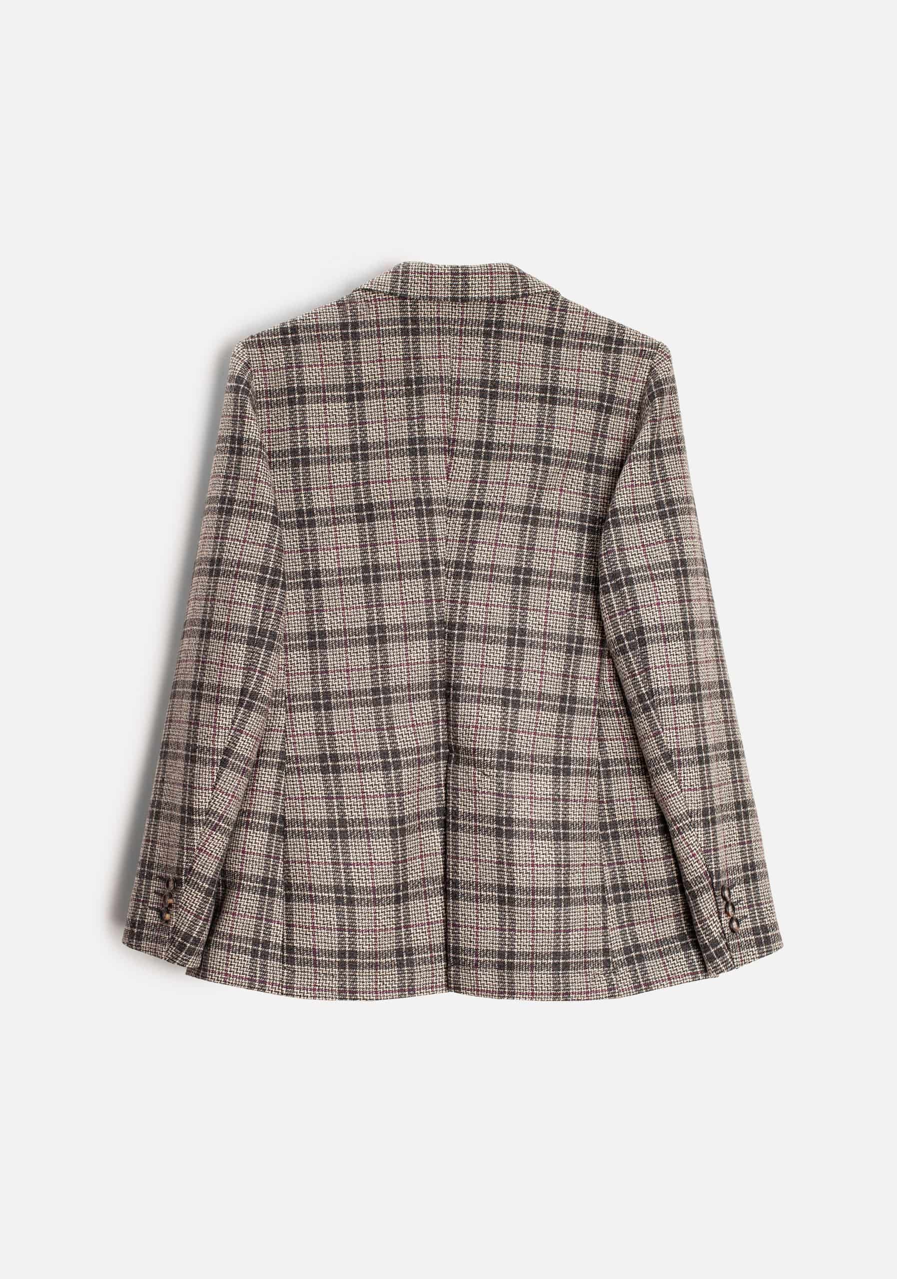 Blazer M Agatha Lana Cuadros Gris - Vino - miniatura 4