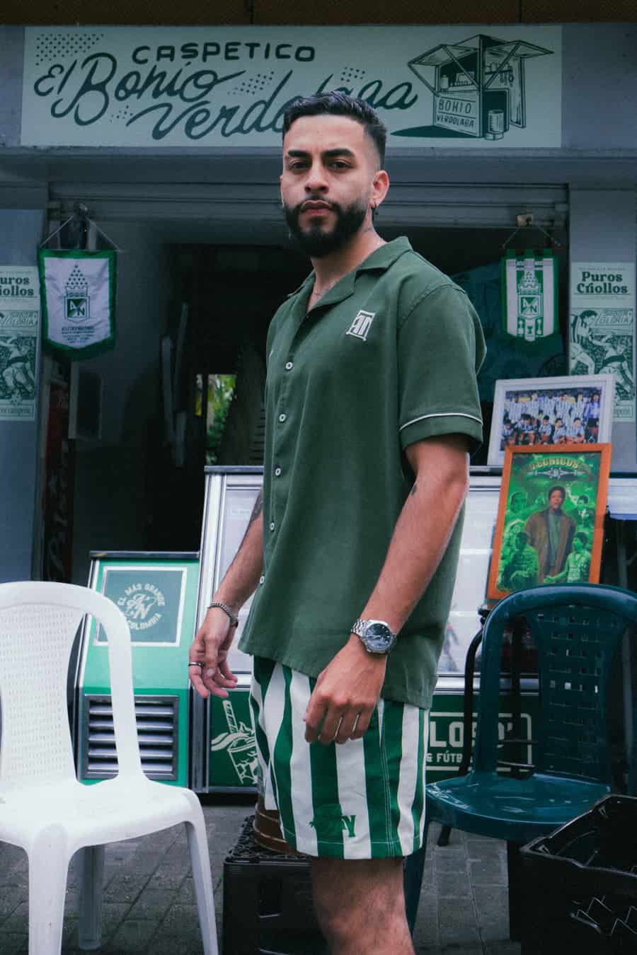 PANTALONETA RAYAS VERDE/BLANCO AN BOHIO - miniatura 3