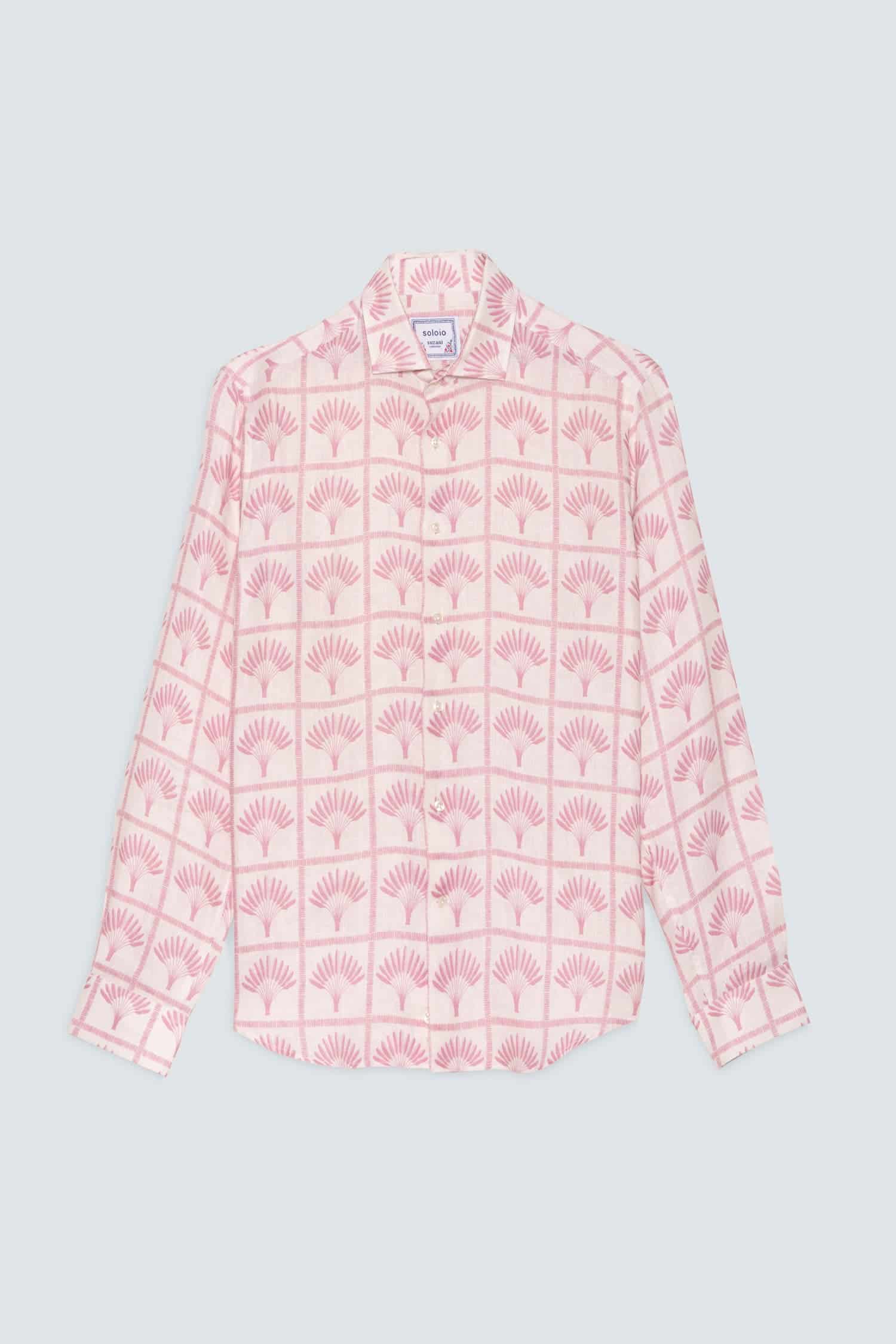 Men's linen shirt pink palmar - miniatura 1