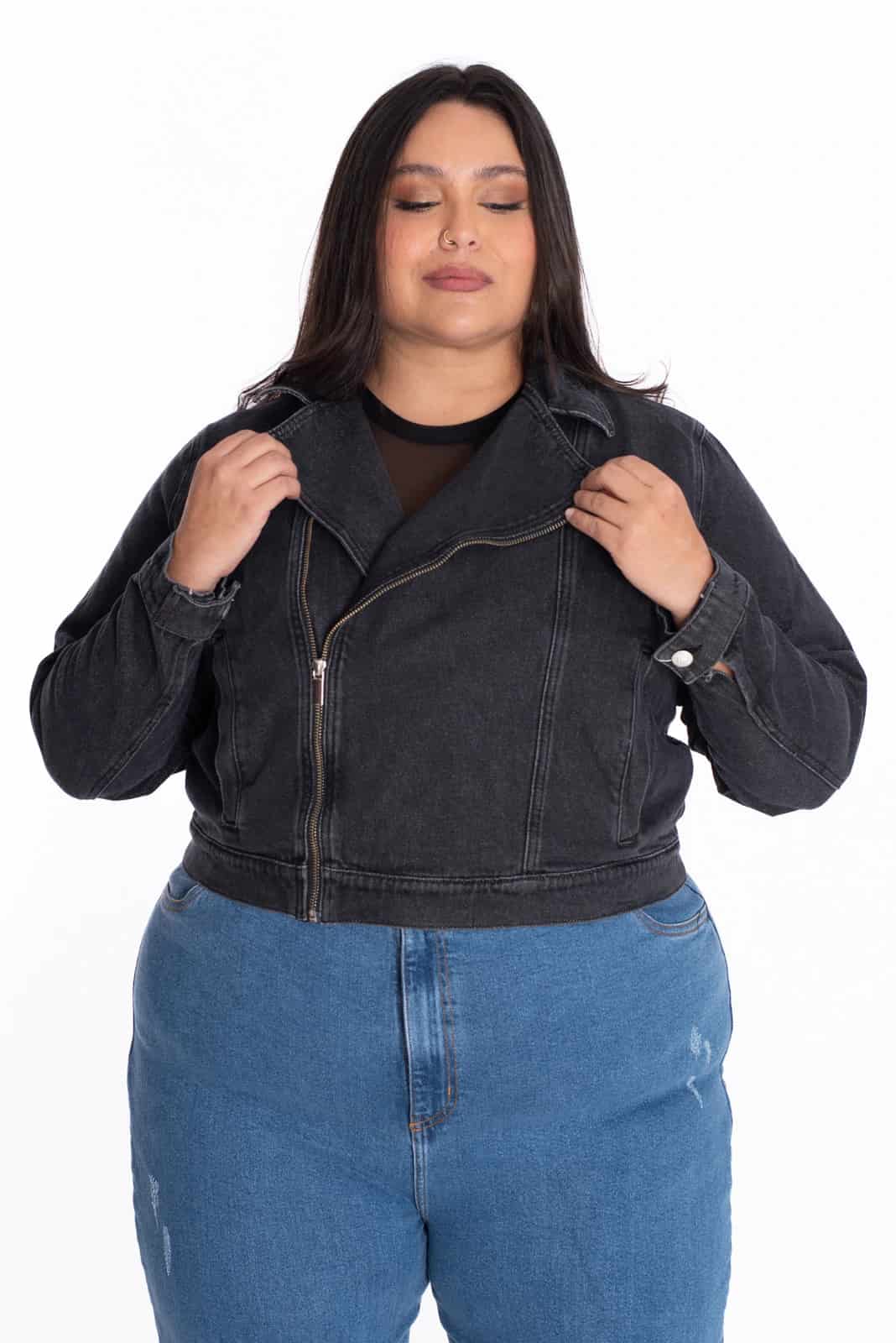 Chaqueta Biker Denim Negro - miniatura 4