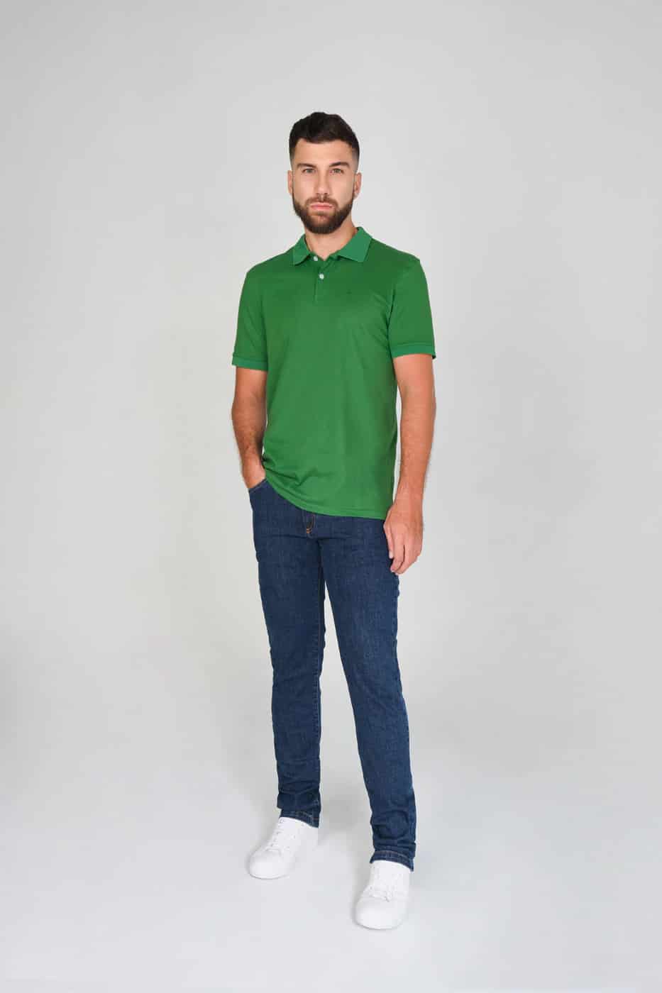 Camiseta Polo 100% Algodón Piqué Verde Oscuro - miniatura 2