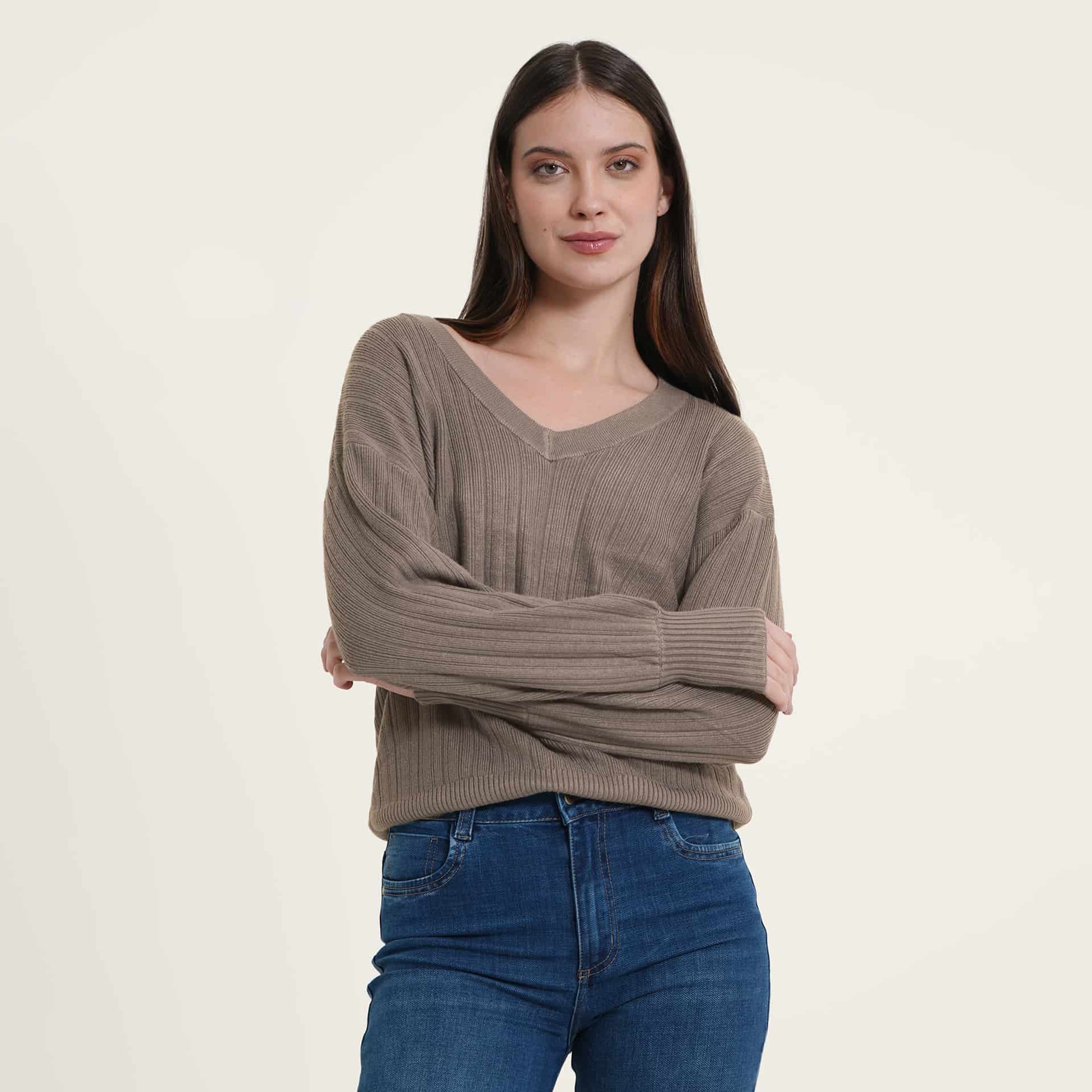 Sweater Cuello V Manga Larga - miniatura 1