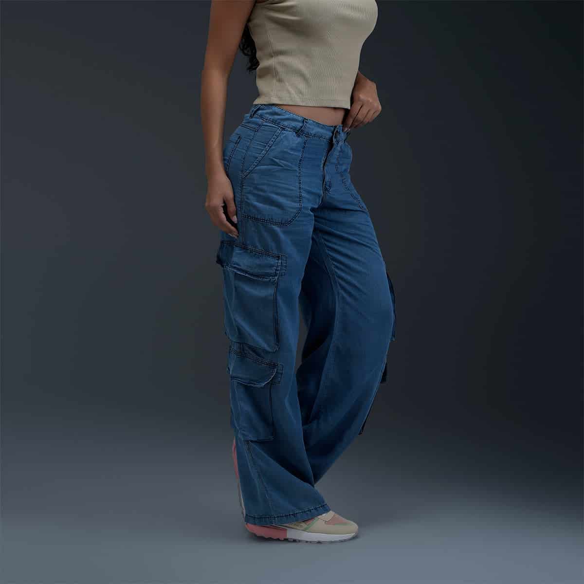 Jeans Cargo Azul Mujer - miniatura 3