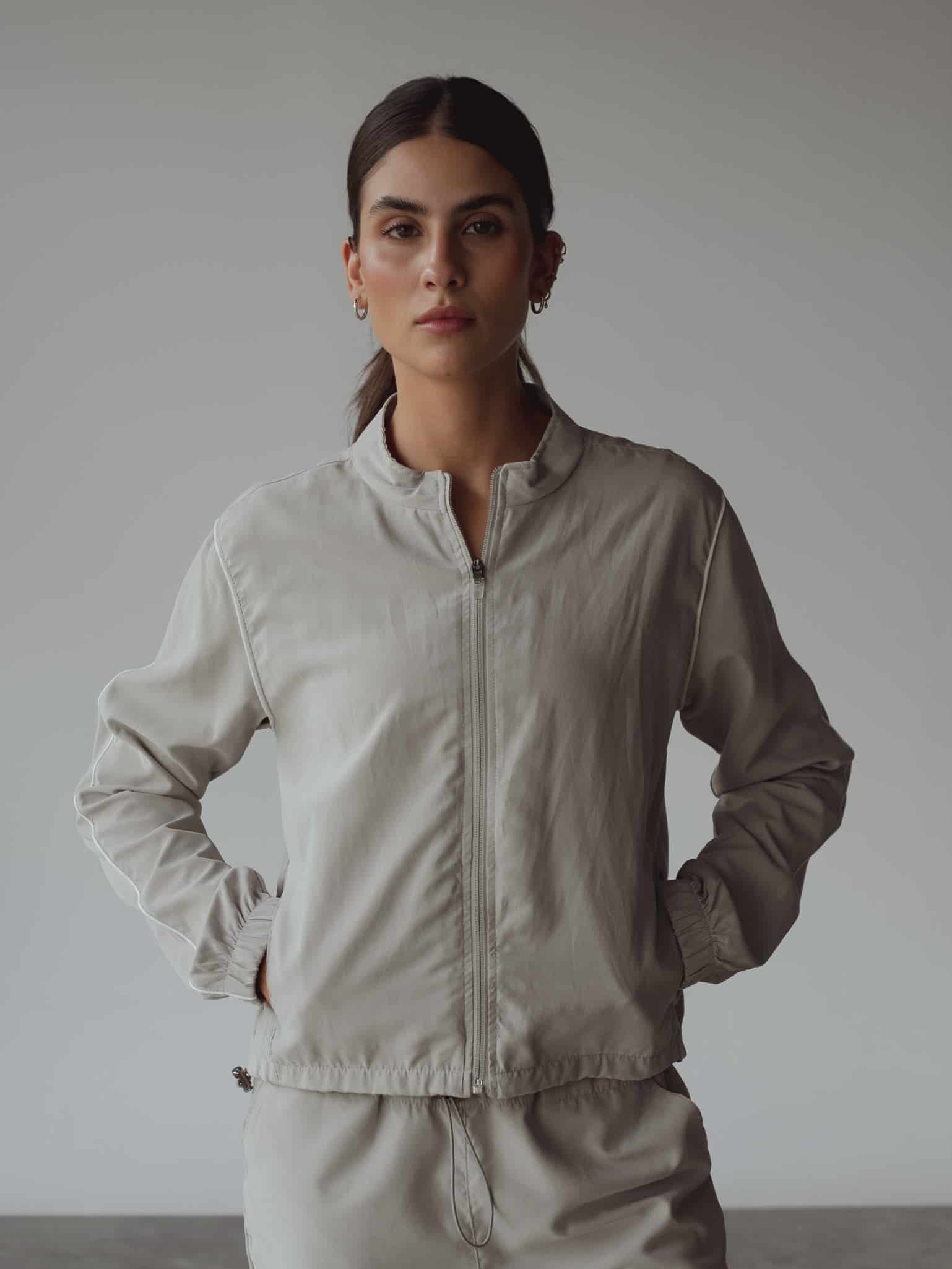 LINE WINDBREAKER JACKET - GRAY & WHITE - miniatura 8