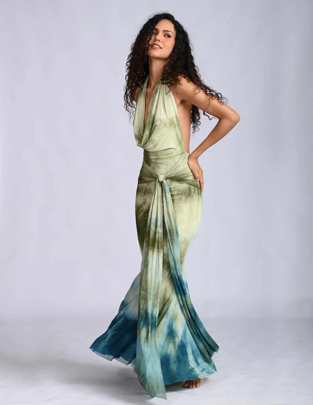 Vestido Elissa Spotted Turf Green + Oil - miniatura 3