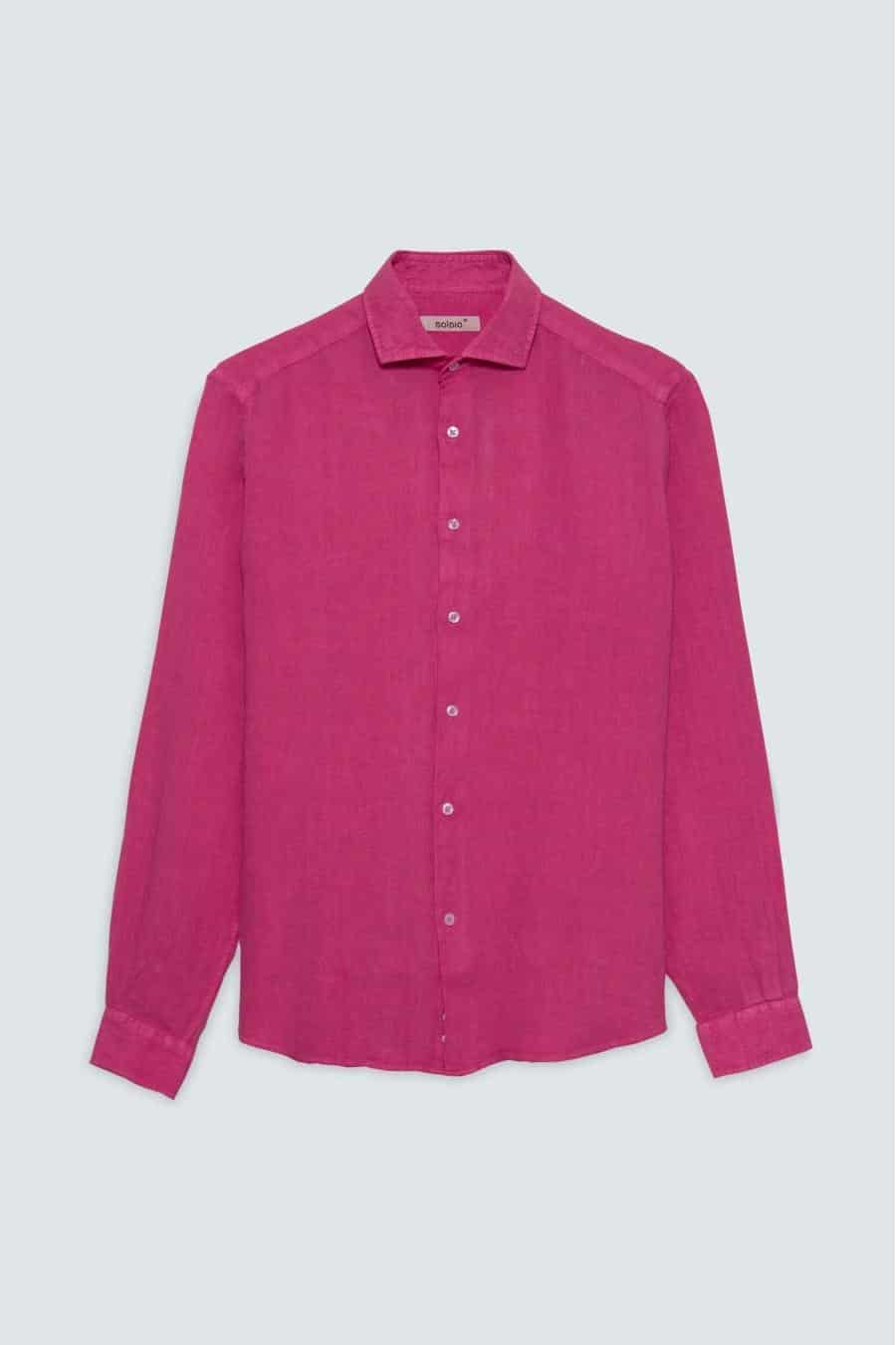 Men's linen shirt fuxia gin basic - miniatura 1