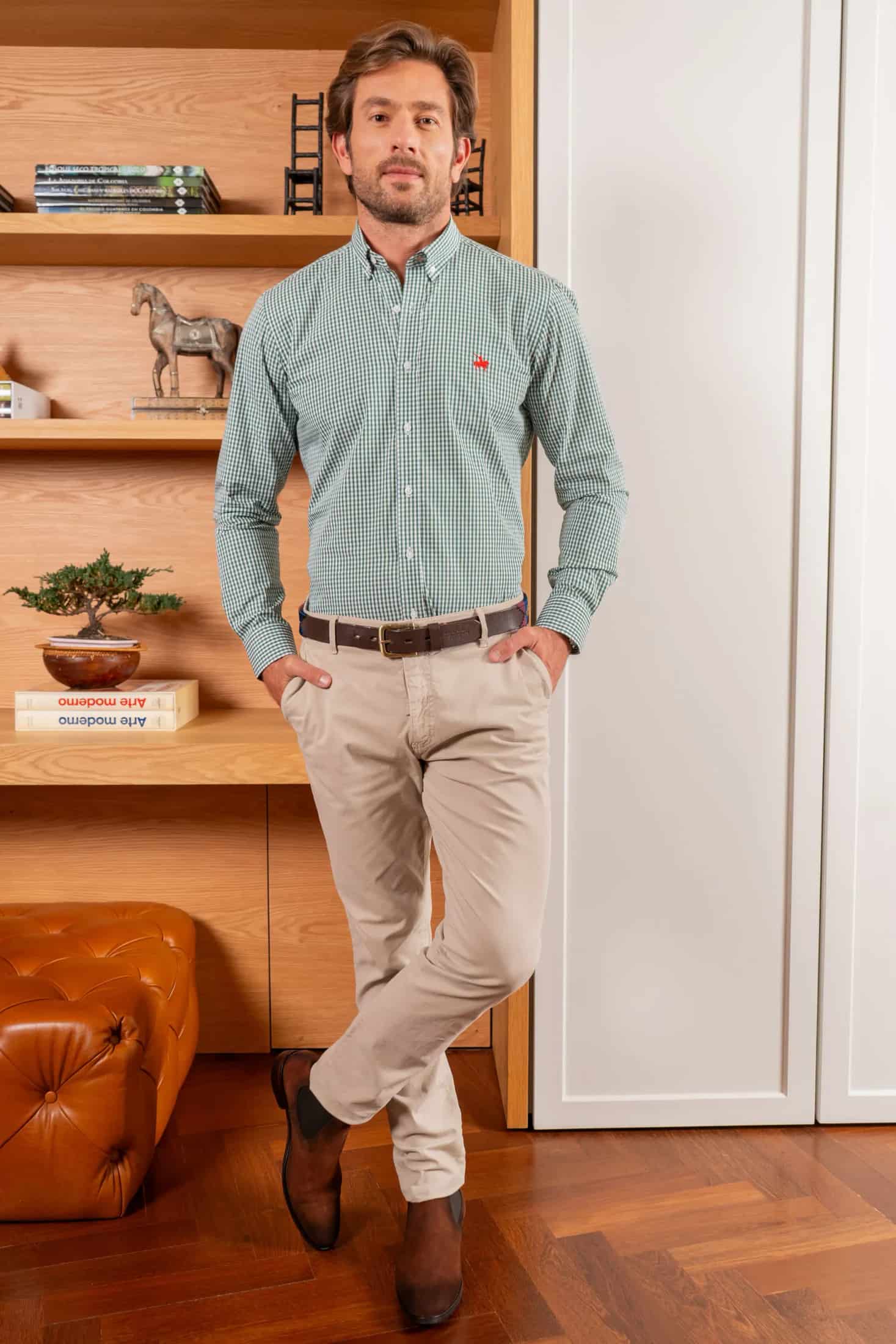 Camisa Cuadros Hombre Verde Arce - miniatura 4