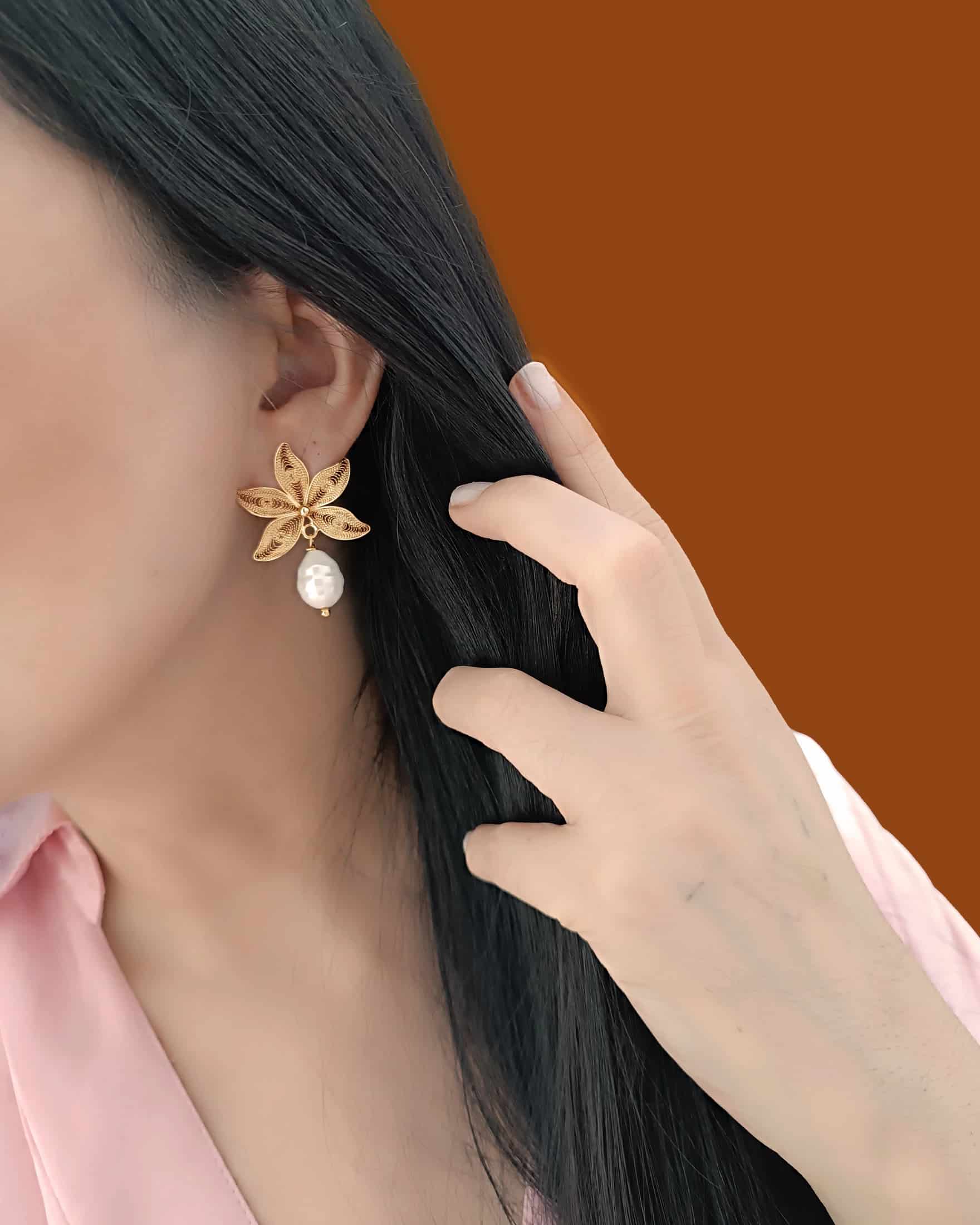 Aretes filigrana  con perla Gadea - miniatura 4