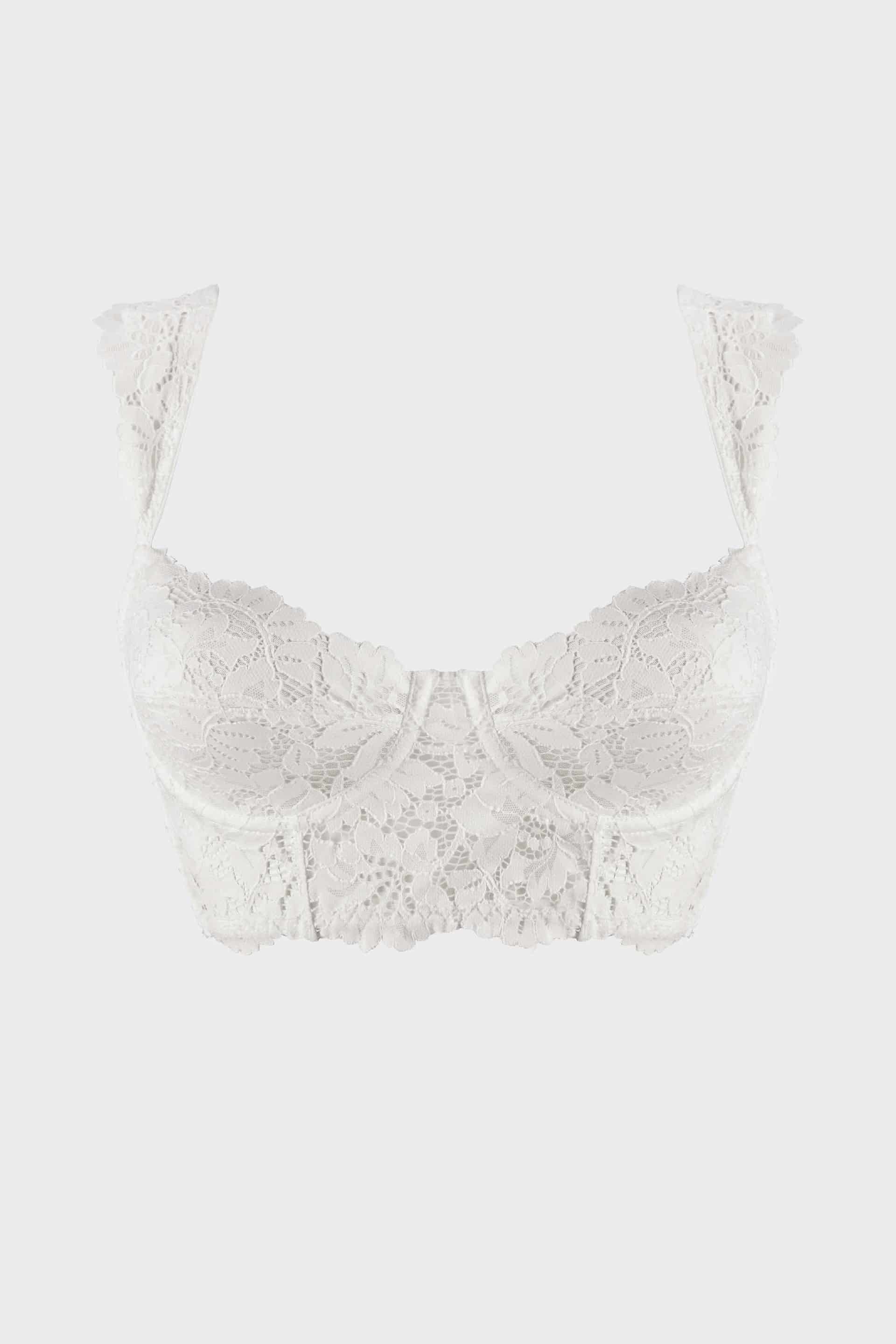 BRASIER BUSTIER ELLIPSE CON ARO Y ENCAJE TOTAL COMODIDAD VINTAGE CRUDO - miniatura 3