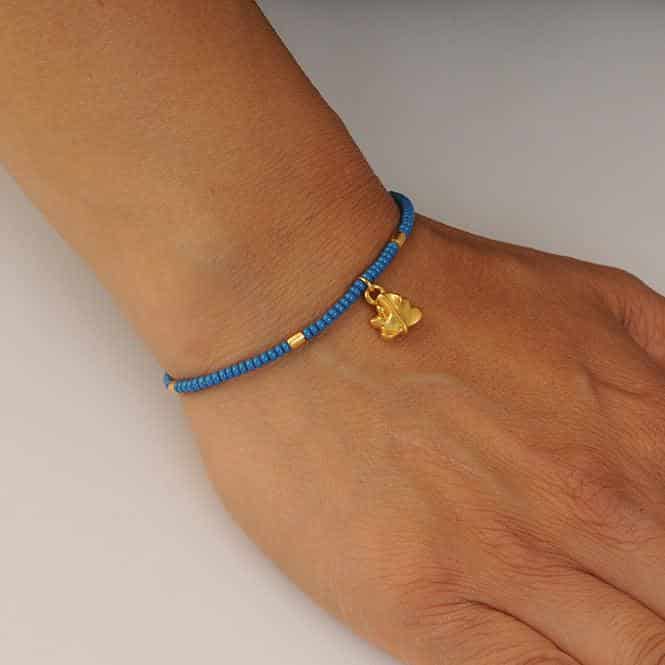 Pulsera Cristal Checo Mini Azul y Dije Mini Rana Tairona - miniatura 2