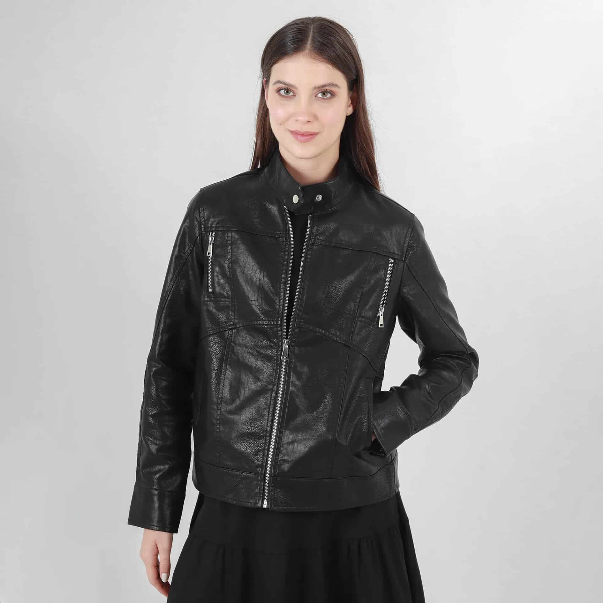 Chaqueta biker en cuero sintético - miniatura 7