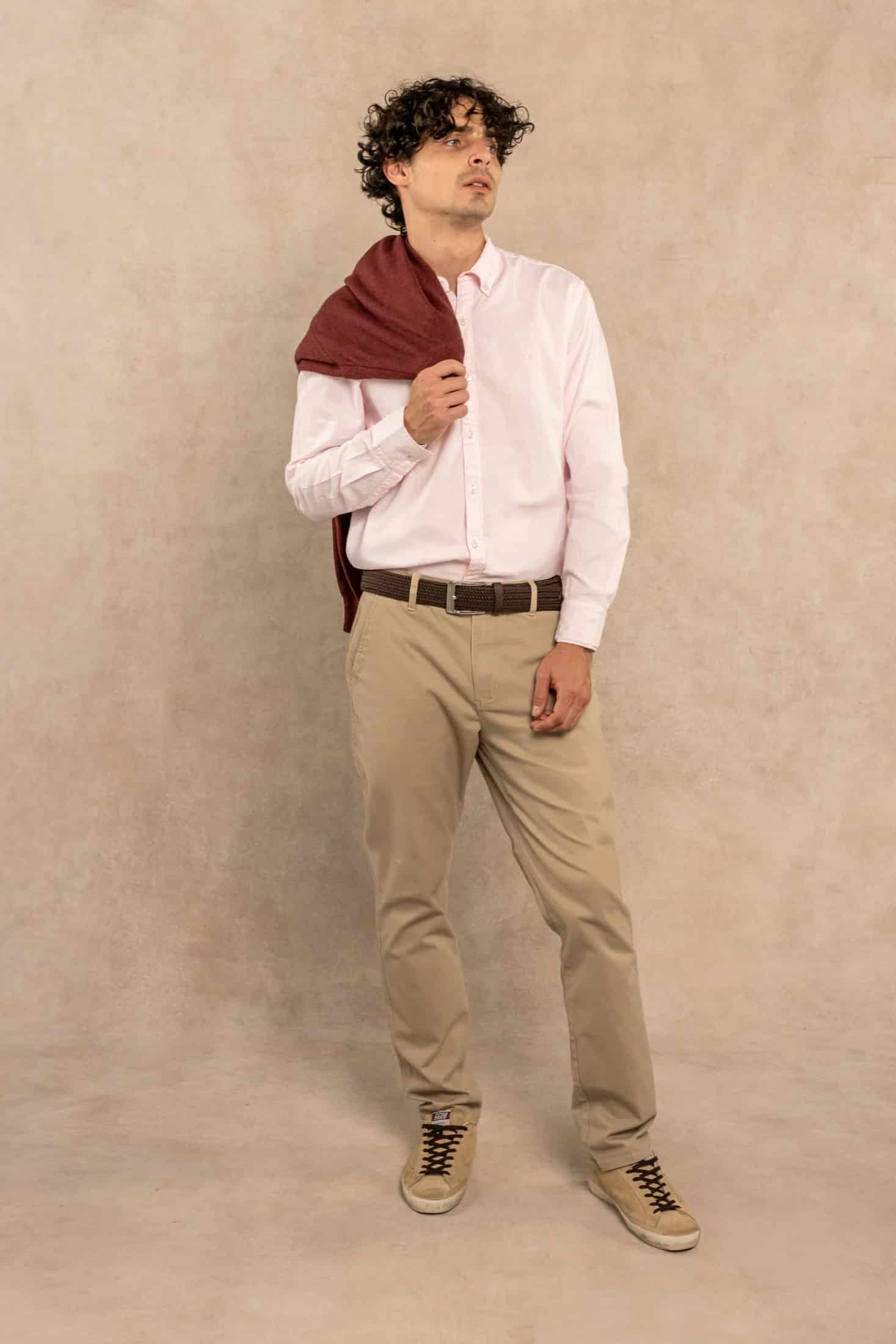 Camisa Antimanchas Oxford Pink Logo Contraste - miniatura 2