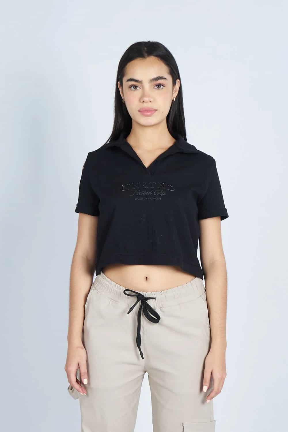 Lounge cropped Polo textura Negra | Drop 03 | - miniatura 6