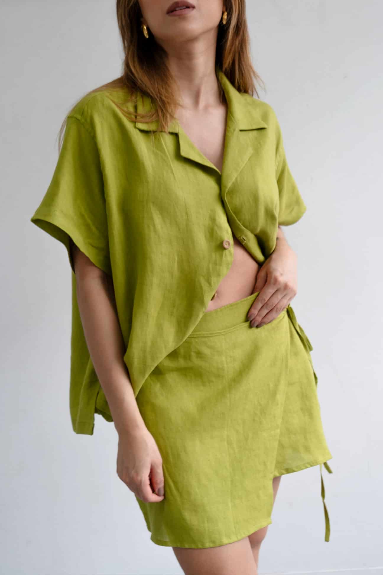 Camisa Isla de lino | Verde - miniatura 3