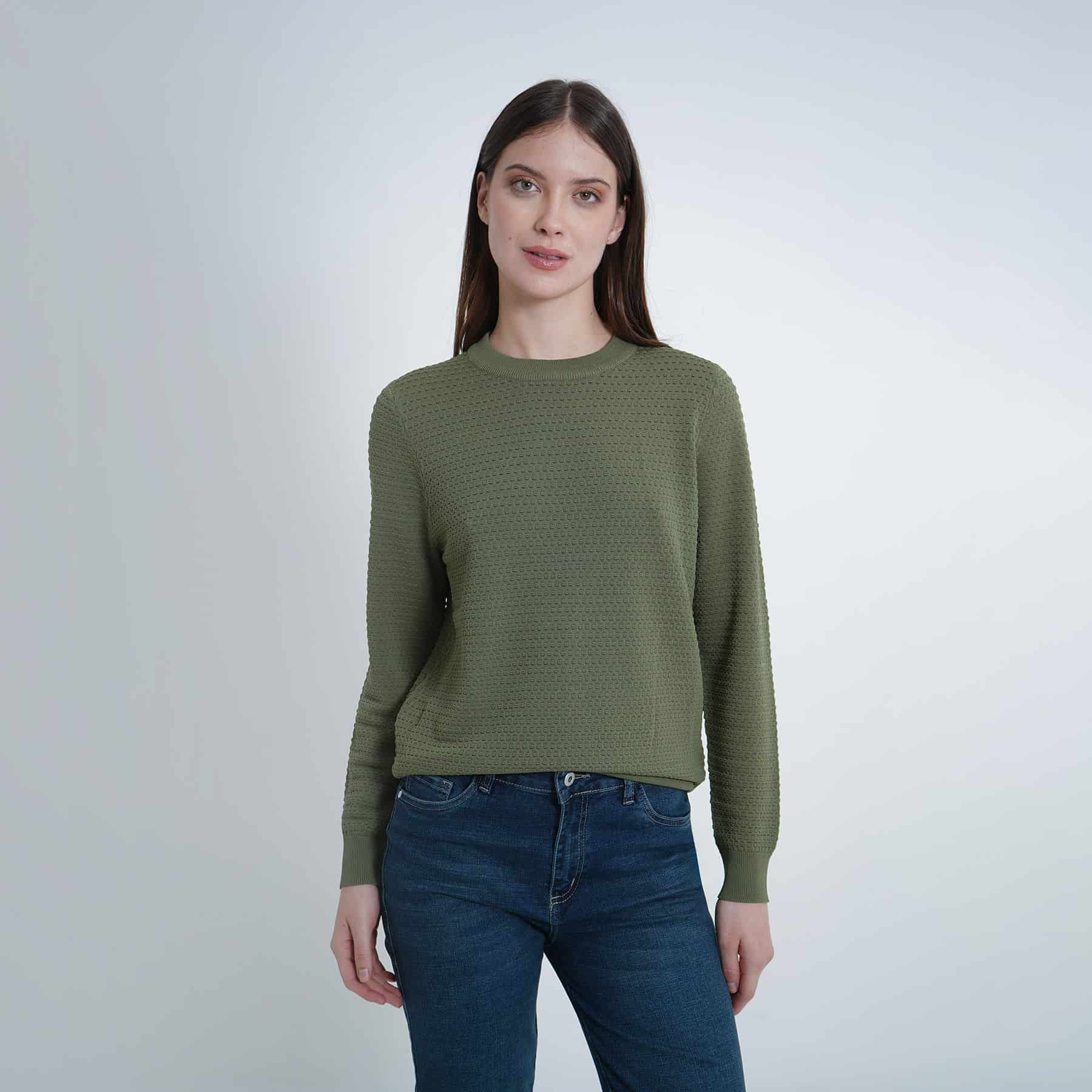 Sweater tejido texturizado cuello redondo manga larga - miniatura 6