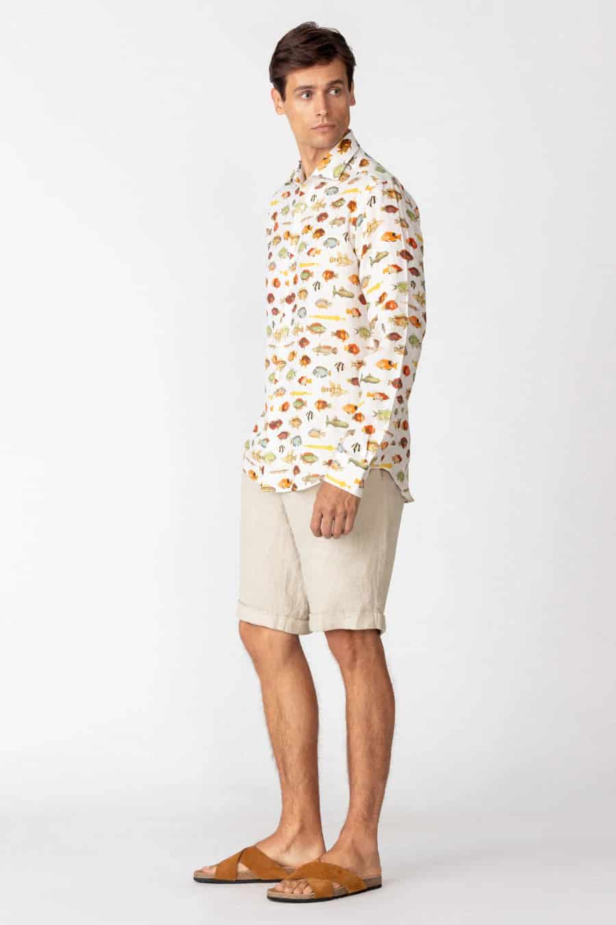 Men's linen shirt white nemo - miniatura 2
