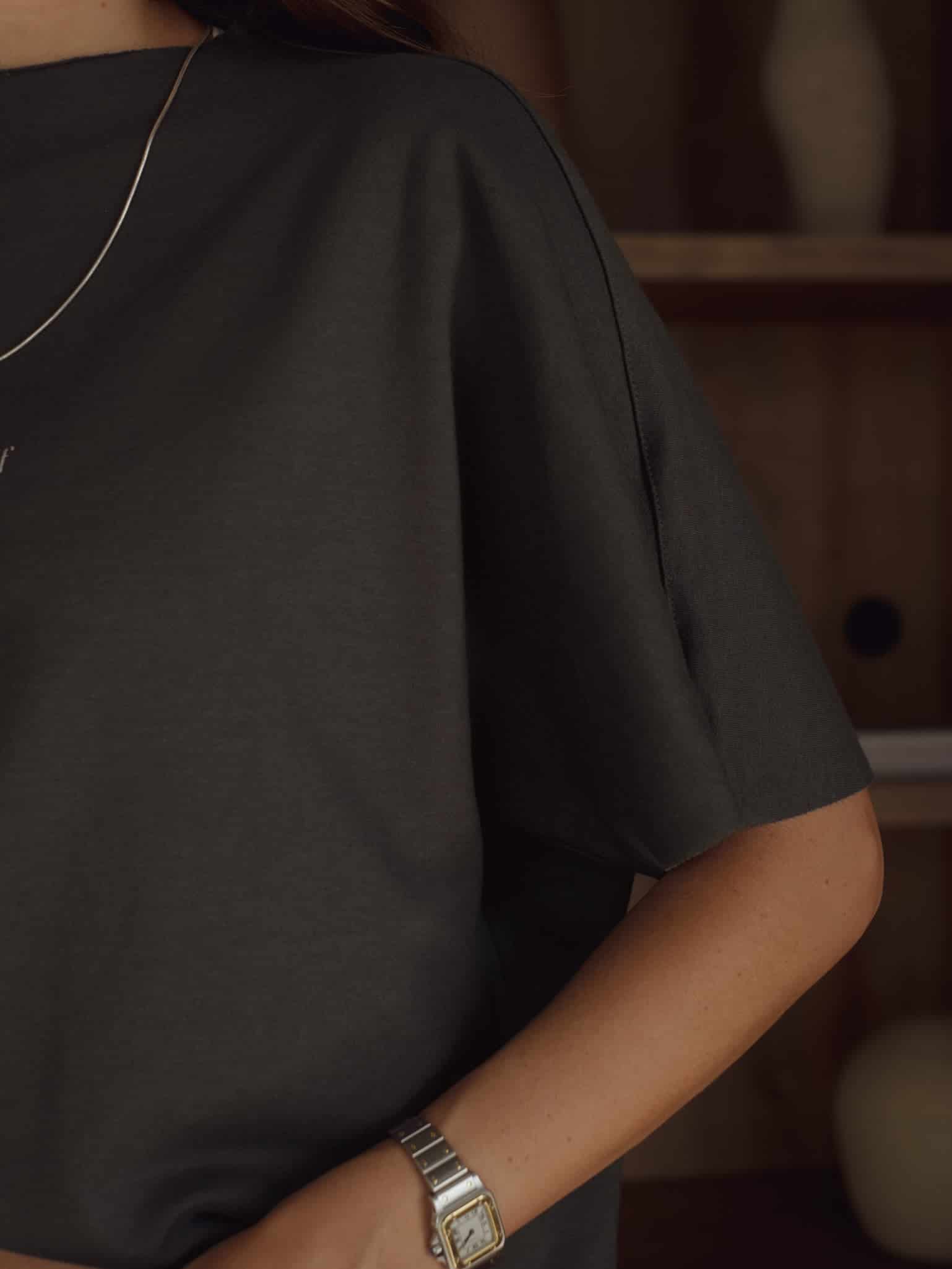 ONE HALF ROLLED SLEEVE T-SHIRT - GRAY - miniatura 4