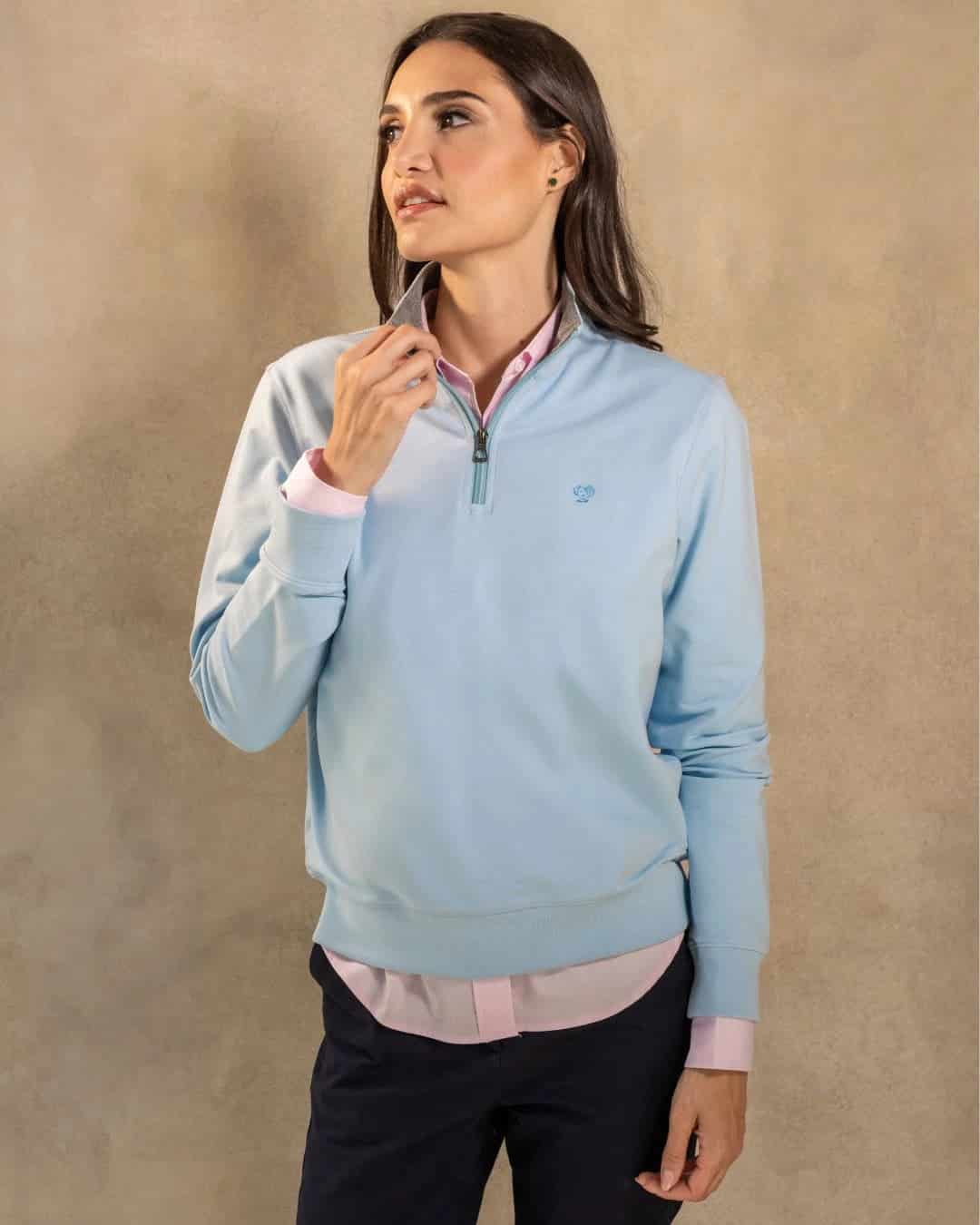 Halfzip Paris Antimanchas De Mujer Azul Celeste - miniatura 2