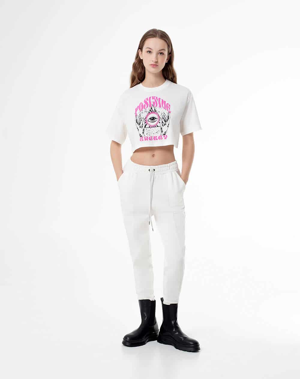 Camiseta crop regular algodón habana mujer - miniatura 4