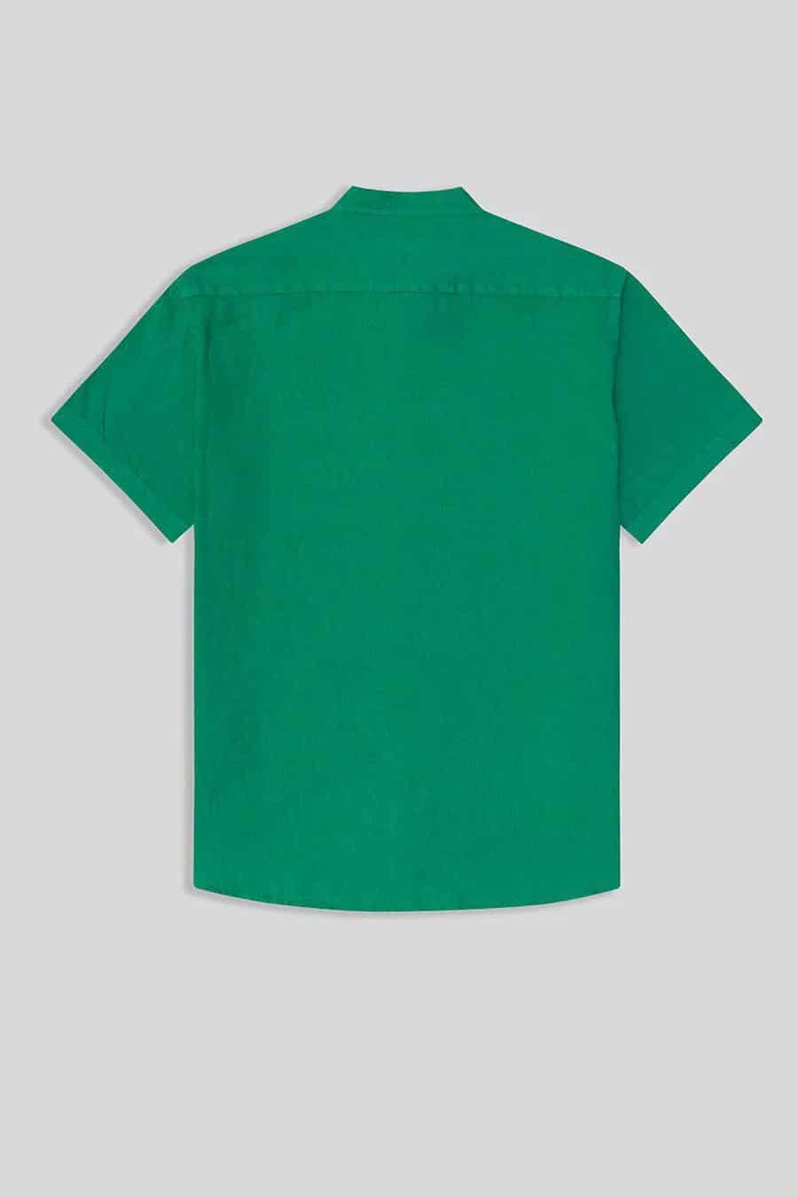 men’s linen shirt mao green basic - miniatura 8