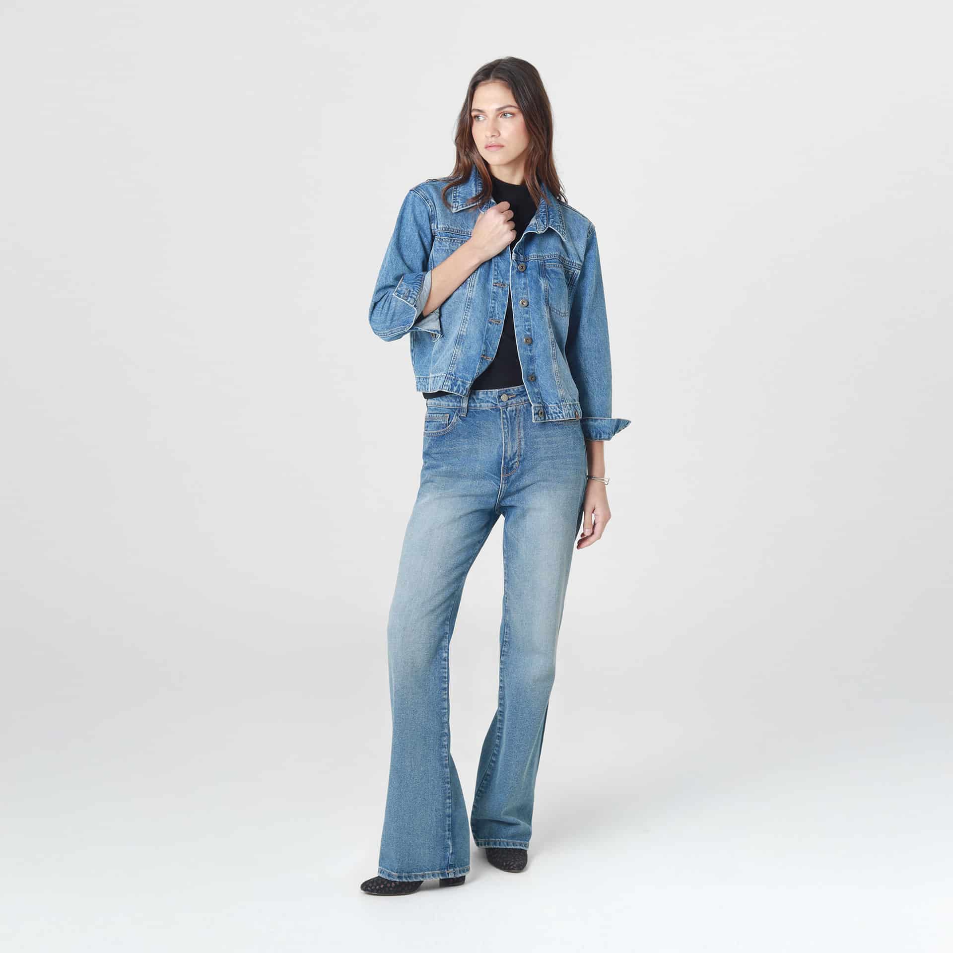 Jean Tiro Alto Bota Flare - miniatura 1
