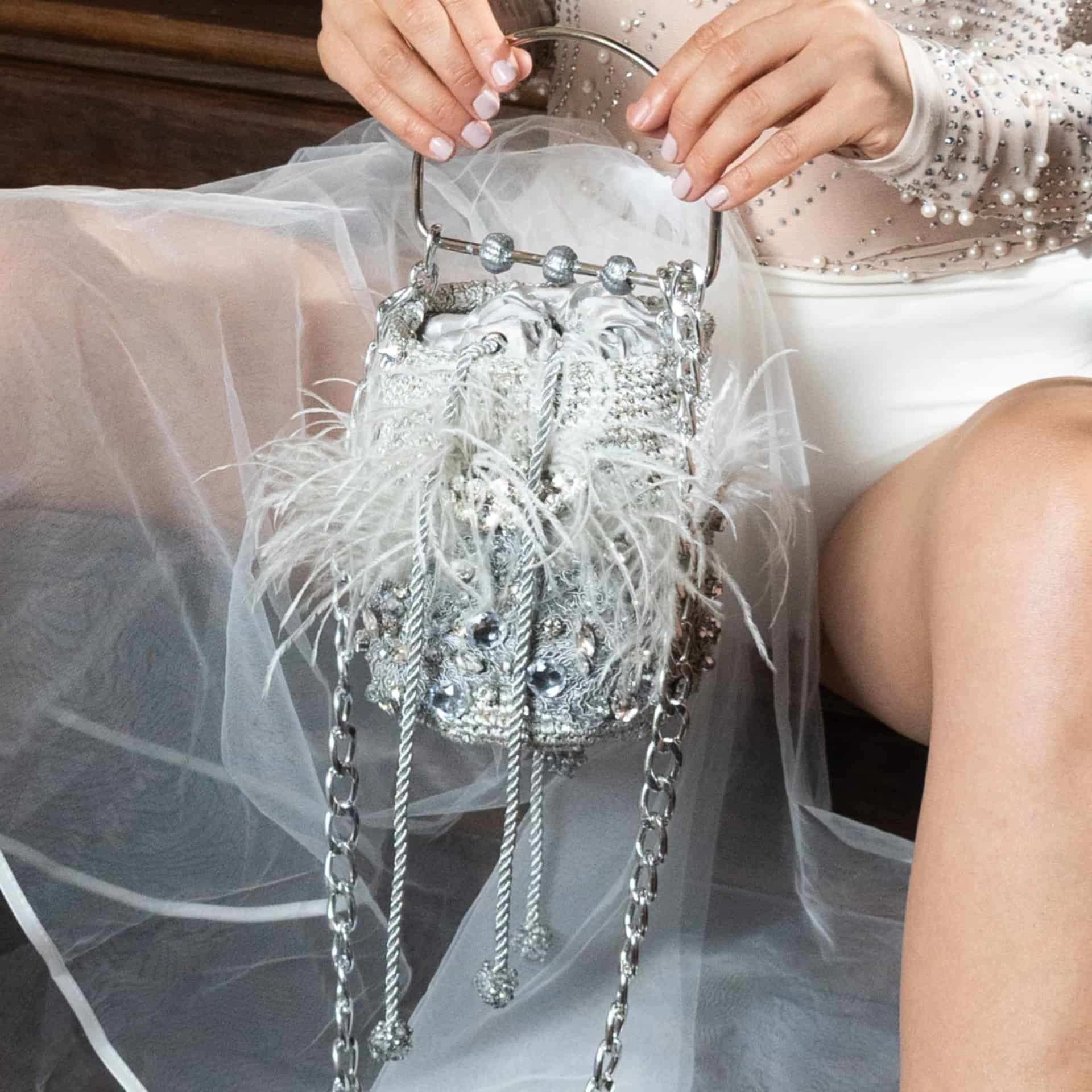 Minaudiére Silver & Feather Bag - miniatura 3