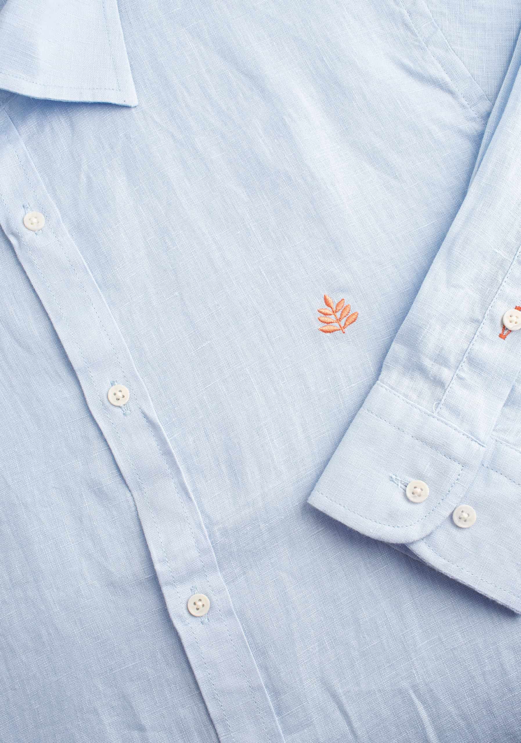 Camisa H CI Lino L-Sal Azul Claro - miniatura 3