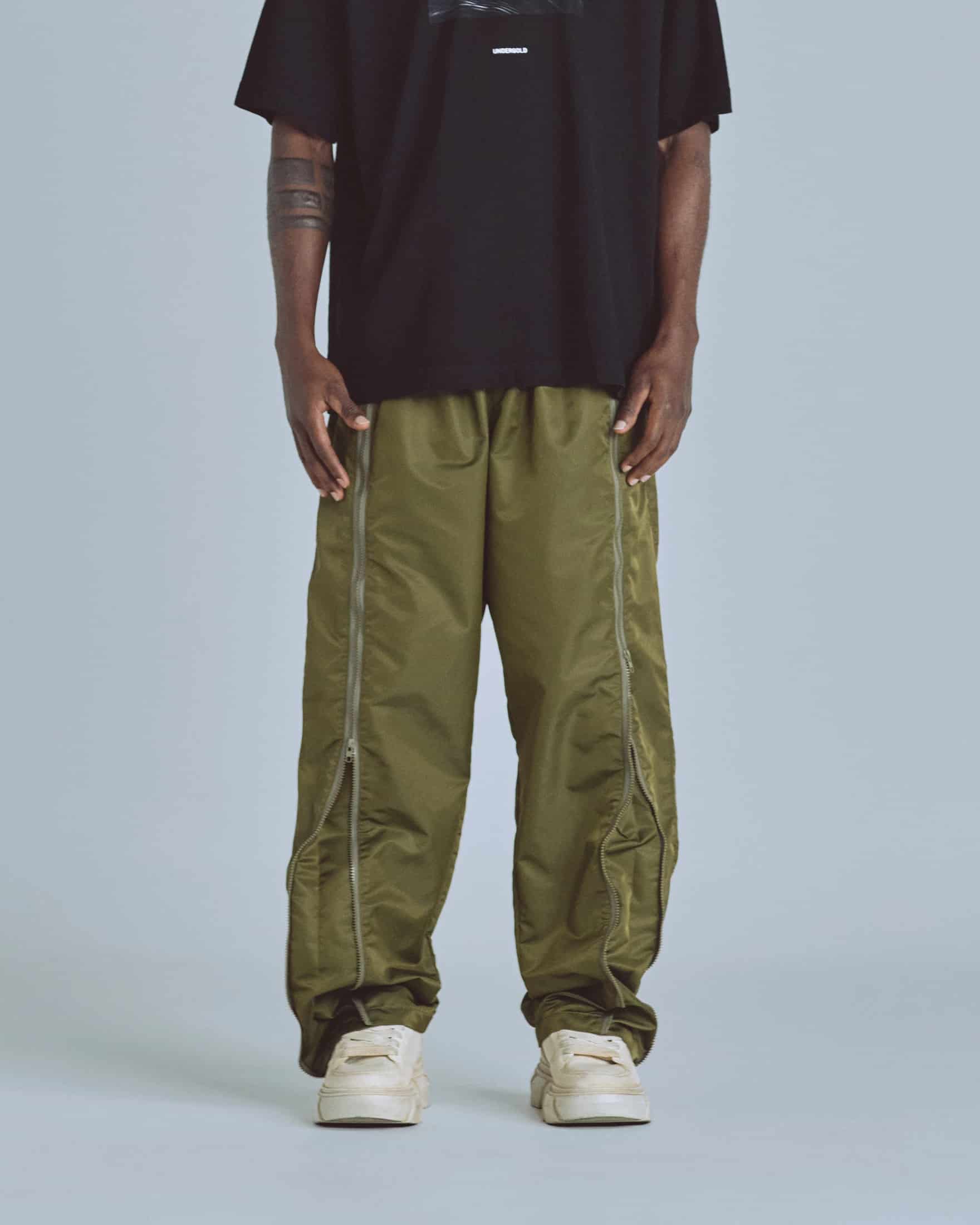 Basics Panelled Zip Up Cargo Pants Green - miniatura 2