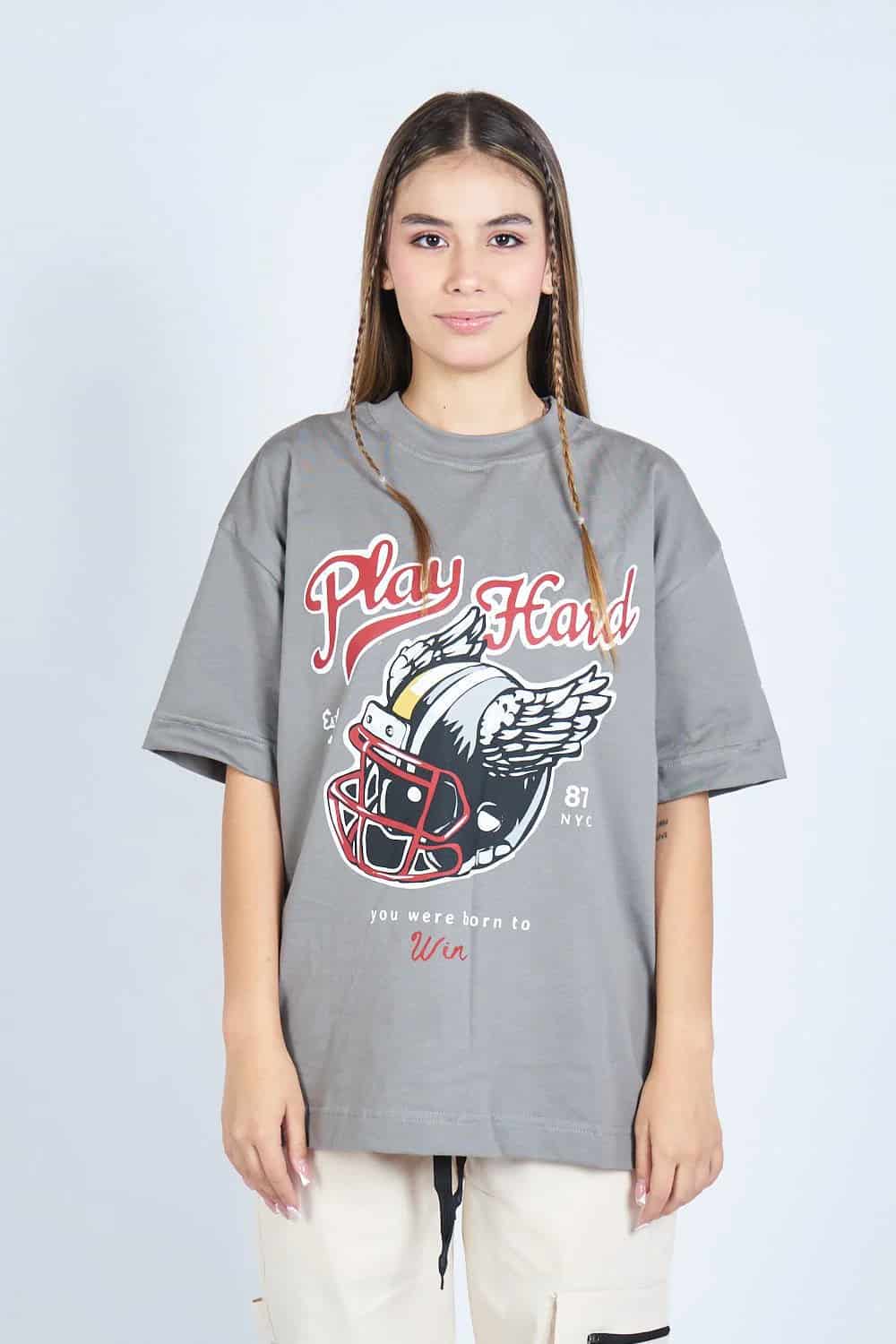 Camiseta oversize PLAY HARD GRIS | DROP 03 | - miniatura 6