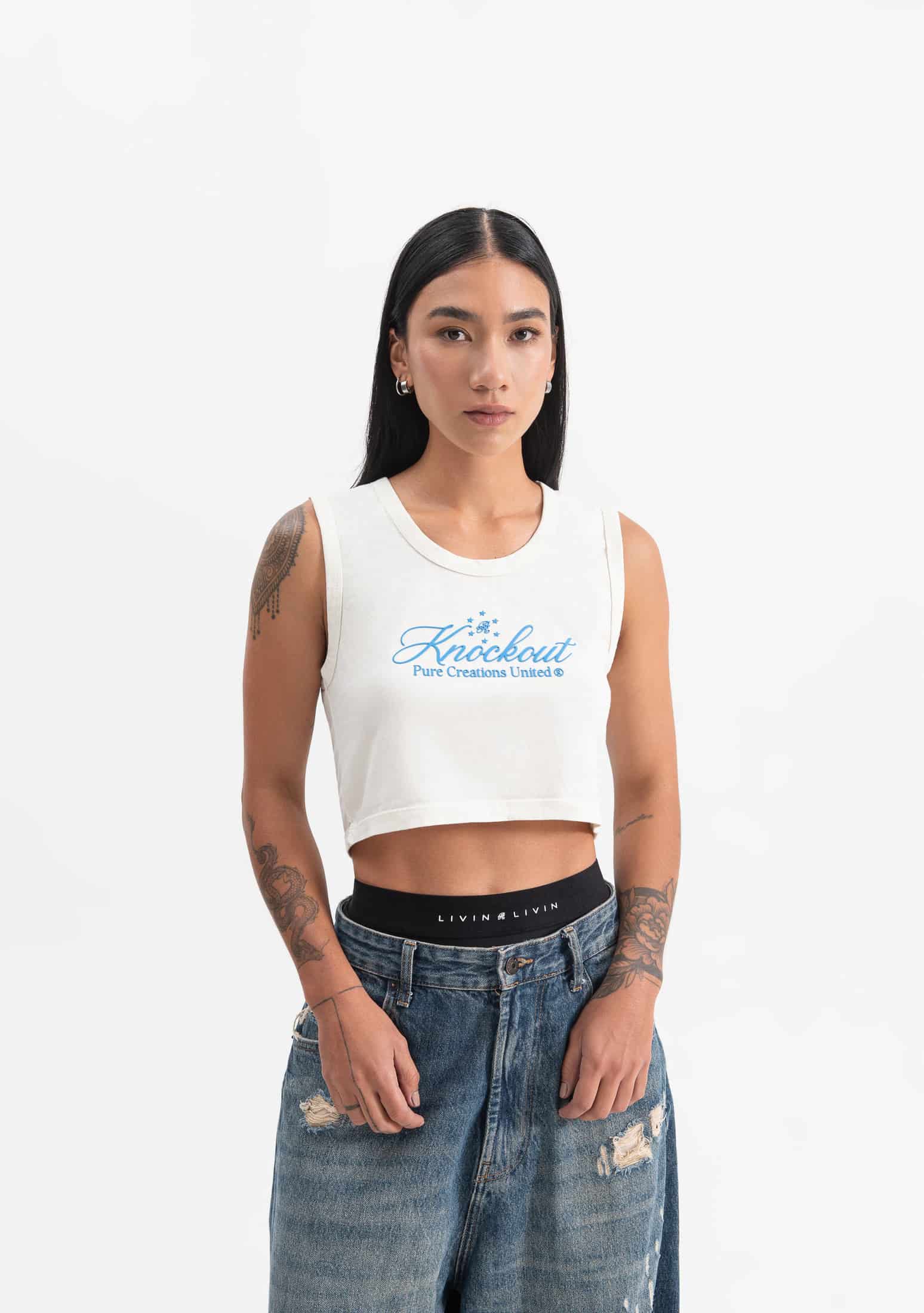 knockout white crop top - miniatura 2