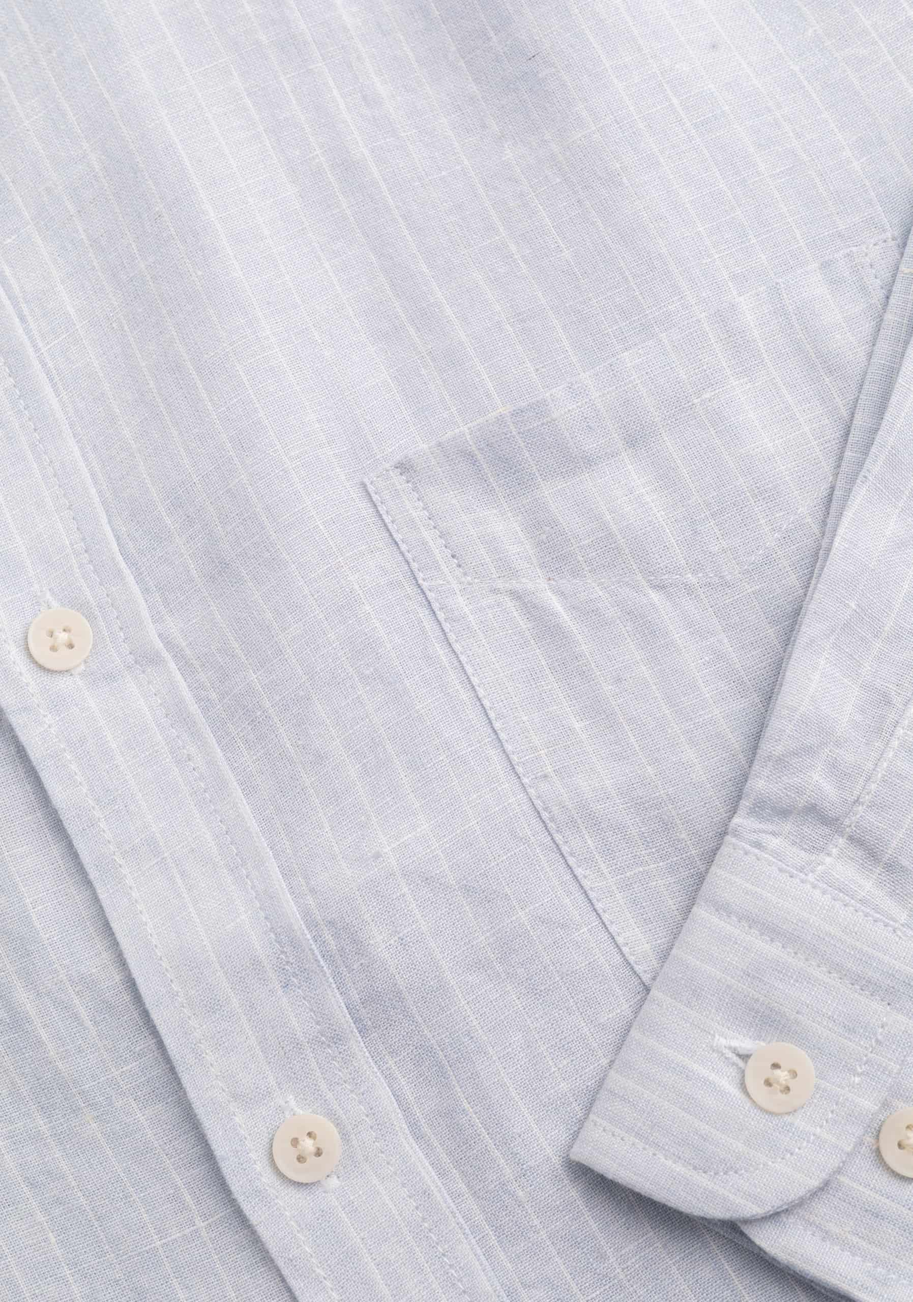 Camisa H CBD Lino Rayas Med Bols Gris Claro - Blanco - miniatura 4