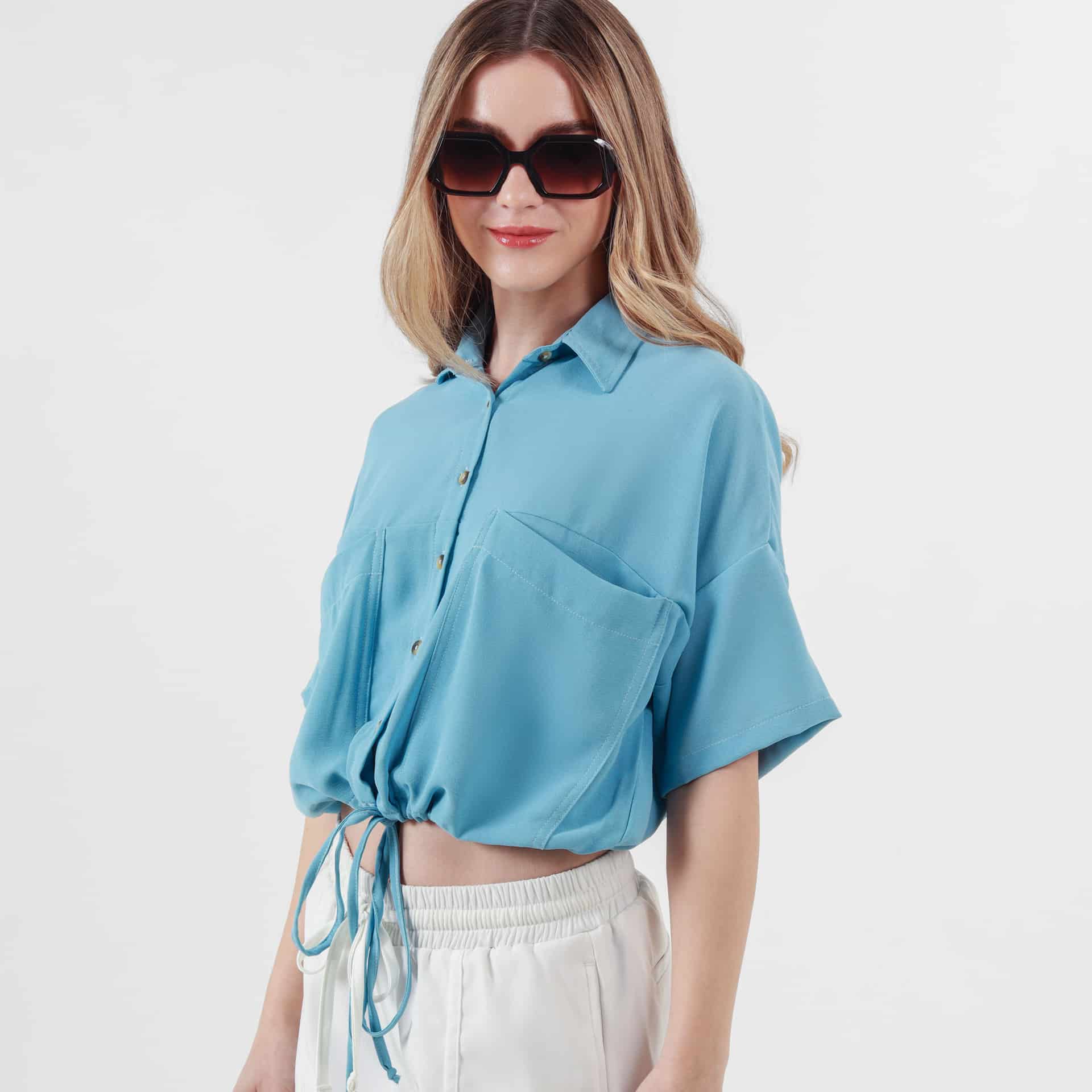 Blusa Cuello Camisero Manga Corta - miniatura 5