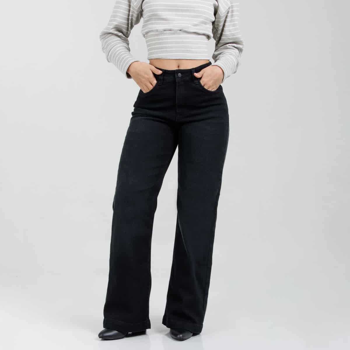 Jean Wide Leg Negro Ax-3155 Licrado - miniatura 1