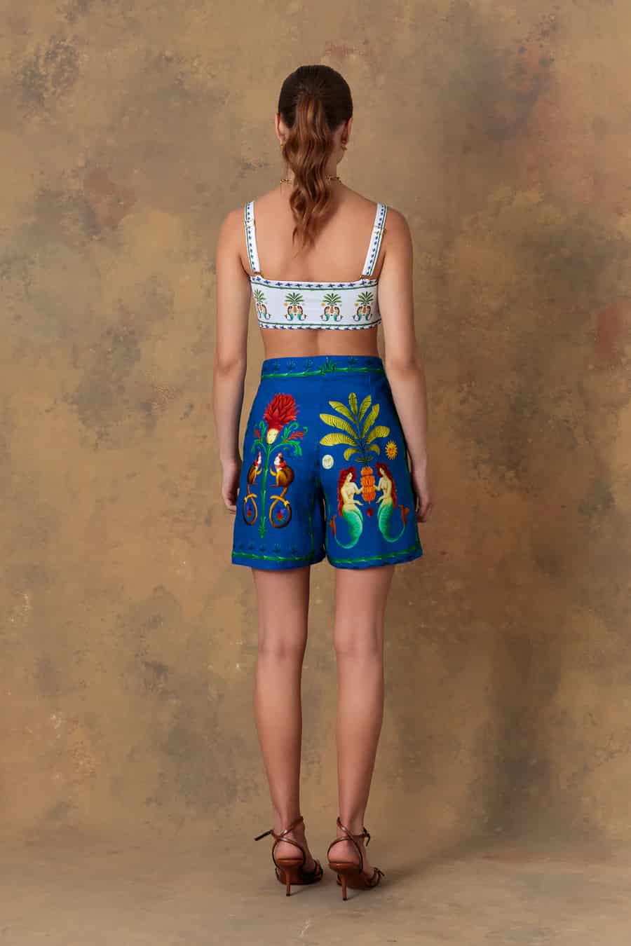 Women's short linen silvan blue - miniatura 4