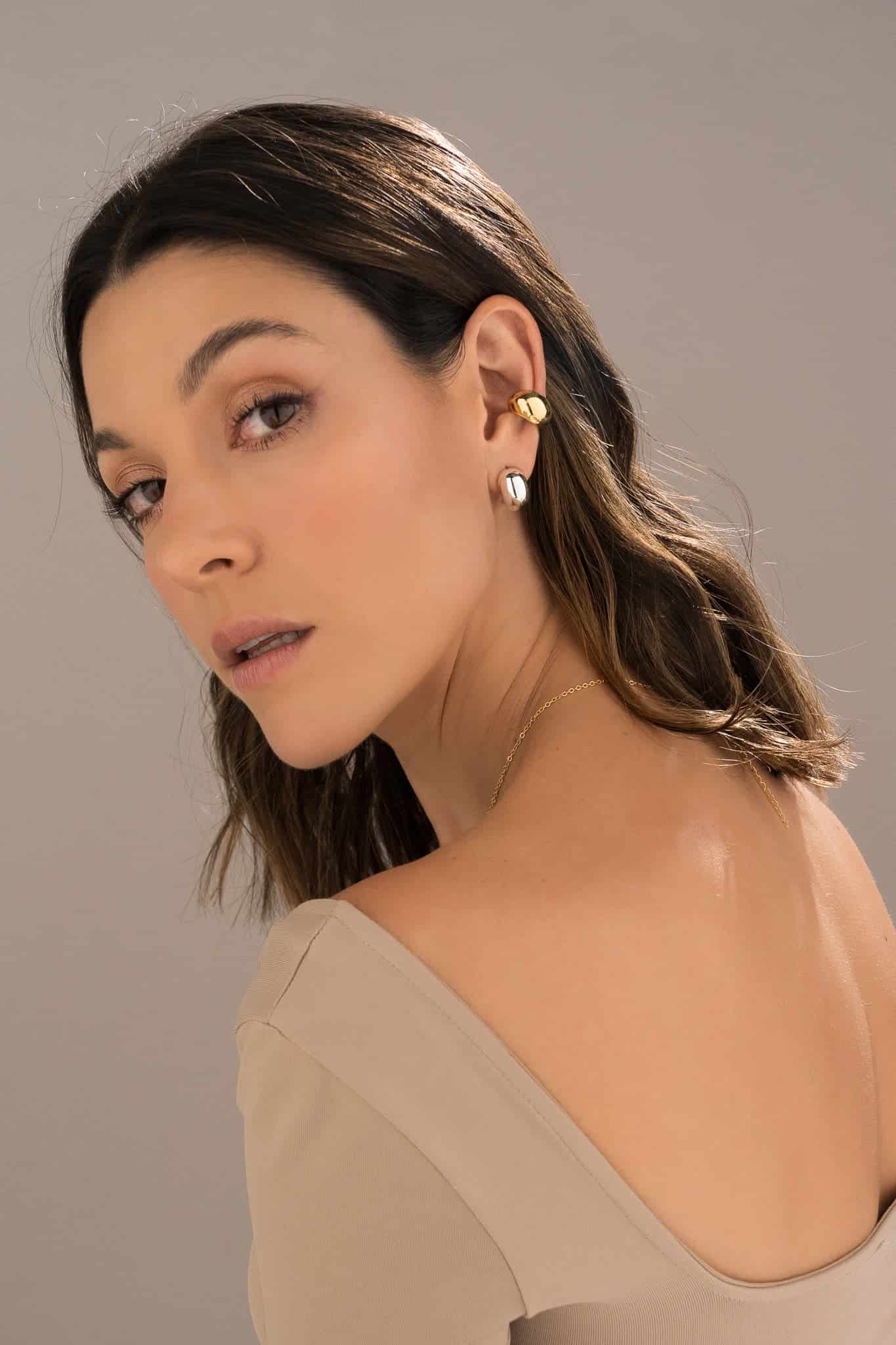 Set De 1 Par De Candongas + 1 Earcuff Oro - miniatura 7