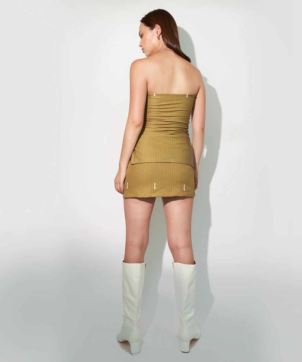 Strapless Top In Green Pinstripe - miniatura 2