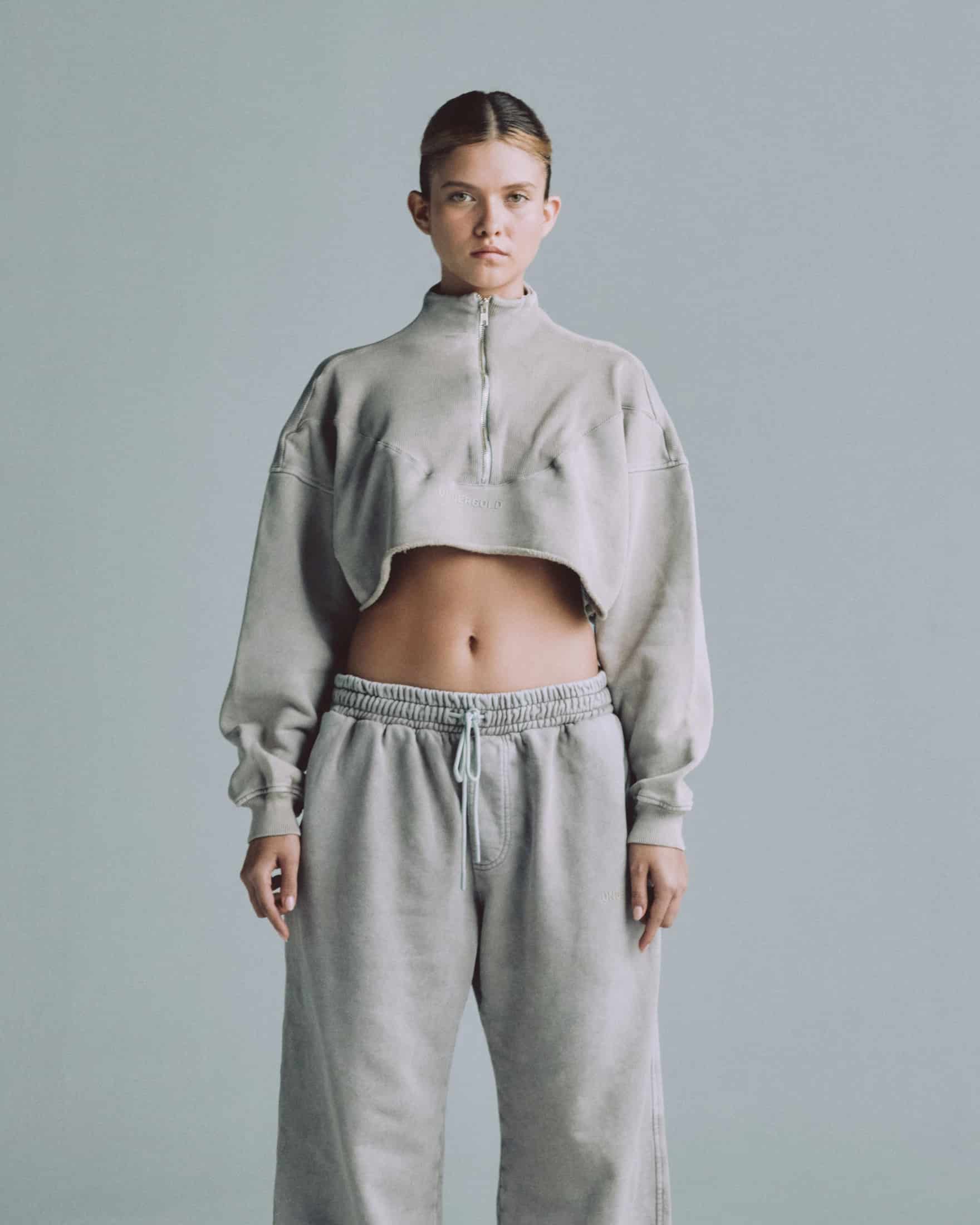 Line Logo Cropped Zip up Crewneck Washed Gray - miniatura 2