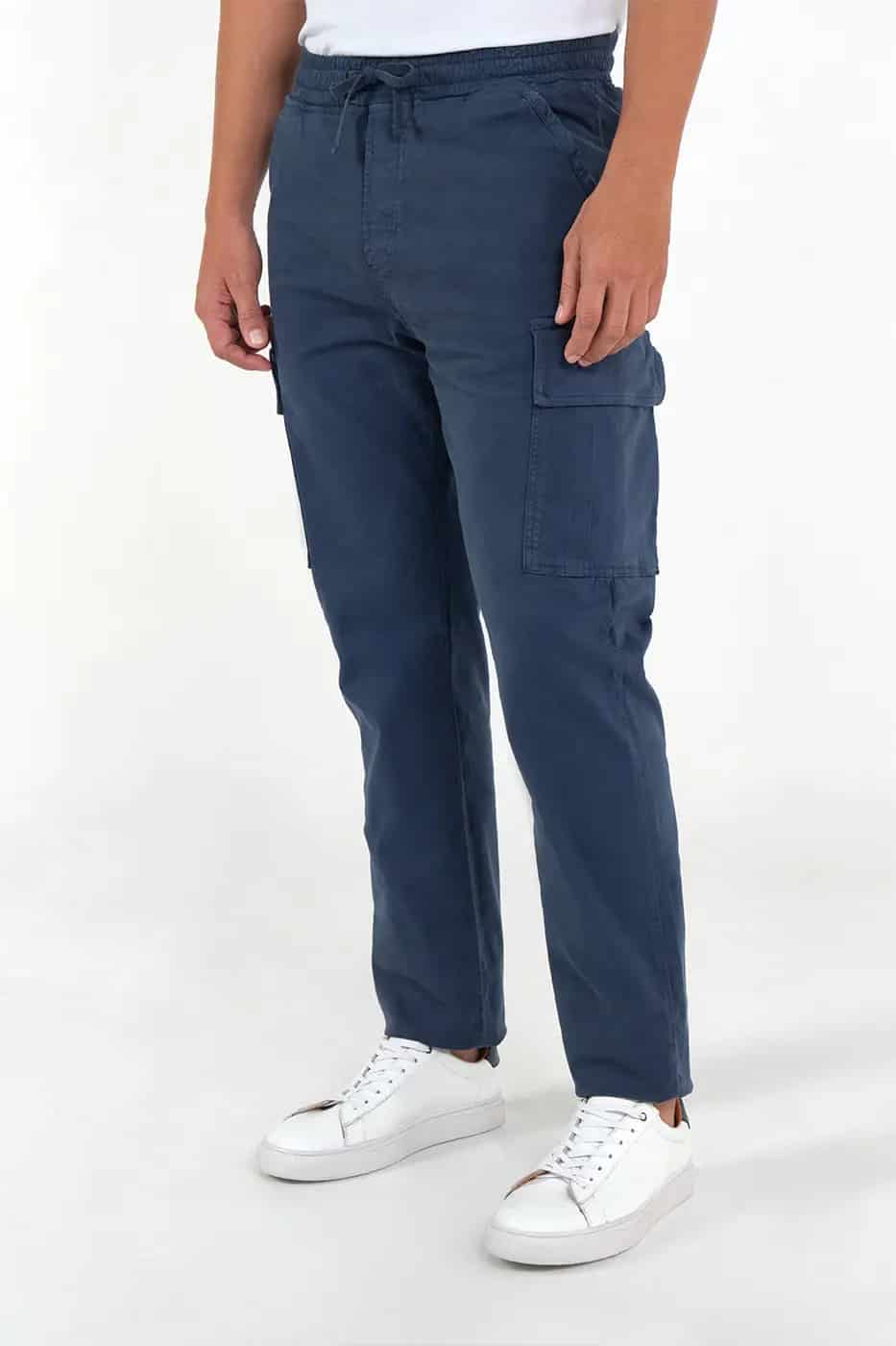 Pantalón Cargo Slim Fit Mezcla Algodón Azul Navy - miniatura 1