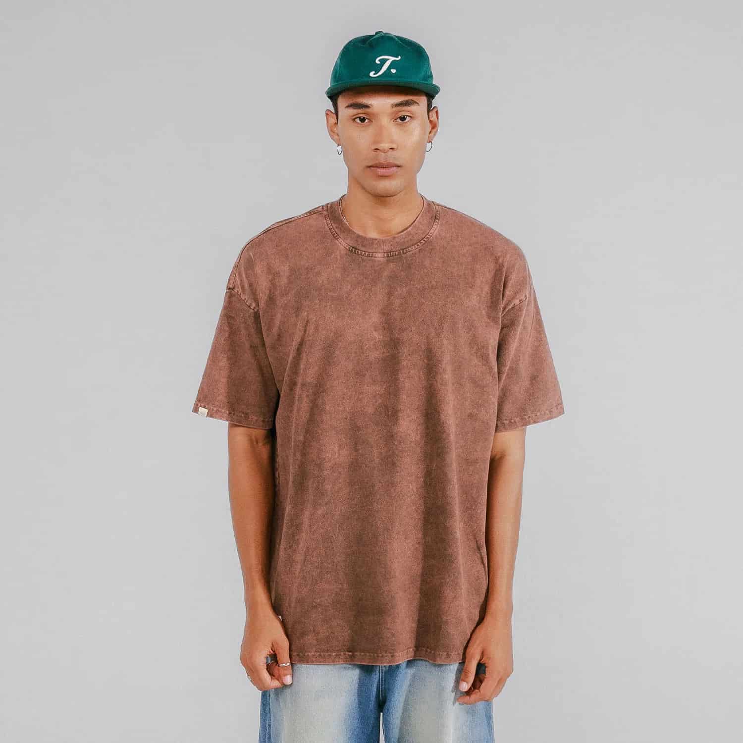 Oversized Washed T- Shirt - Brown - miniatura 3
