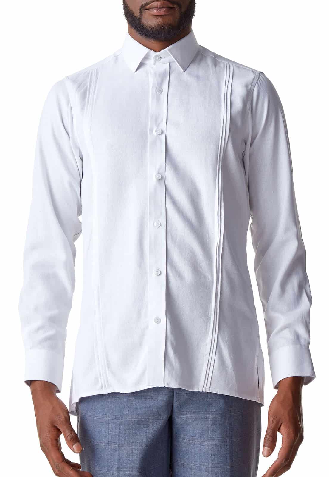 Guayabera blanca manga larga con alforzas - miniatura 3