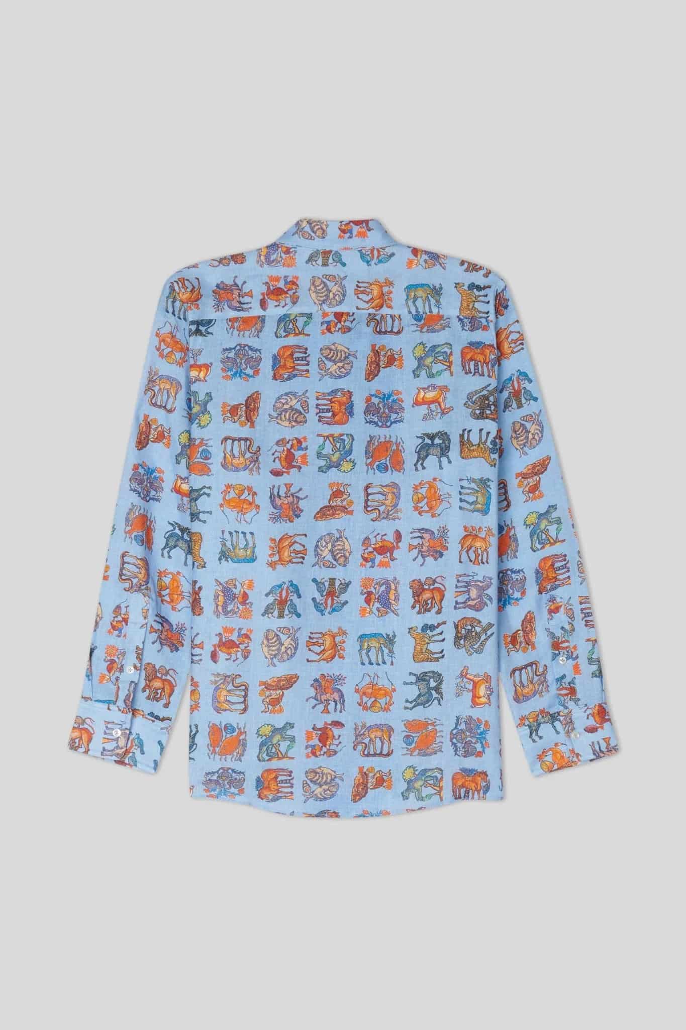 Men's justiniano linen shirt sky blue - miniatura 9