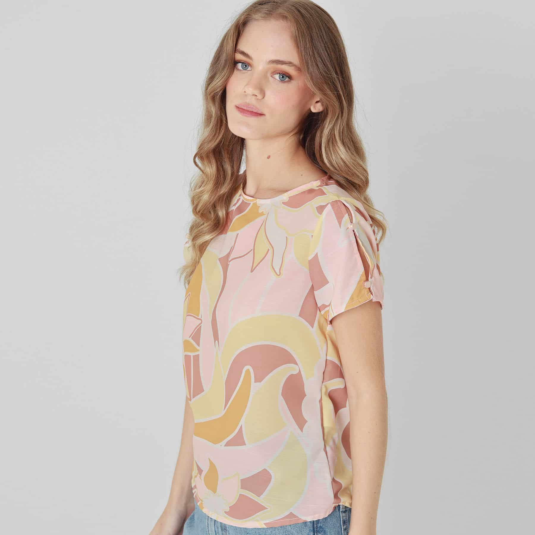 Blusa Cuello Redondo Manga Corta - miniatura 1