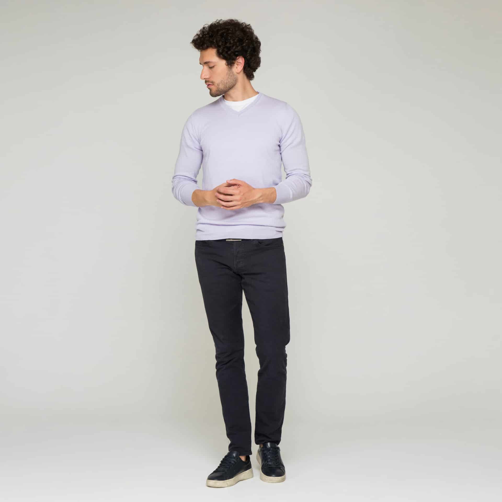 Saco Cuello V Algodón Lila - miniatura 1