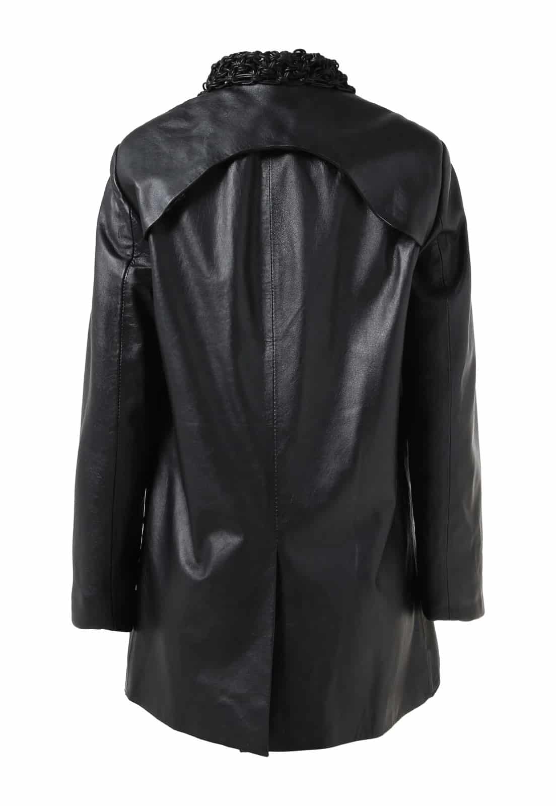 MACRAME LAPEL LEATHER BLAZER - miniatura 3