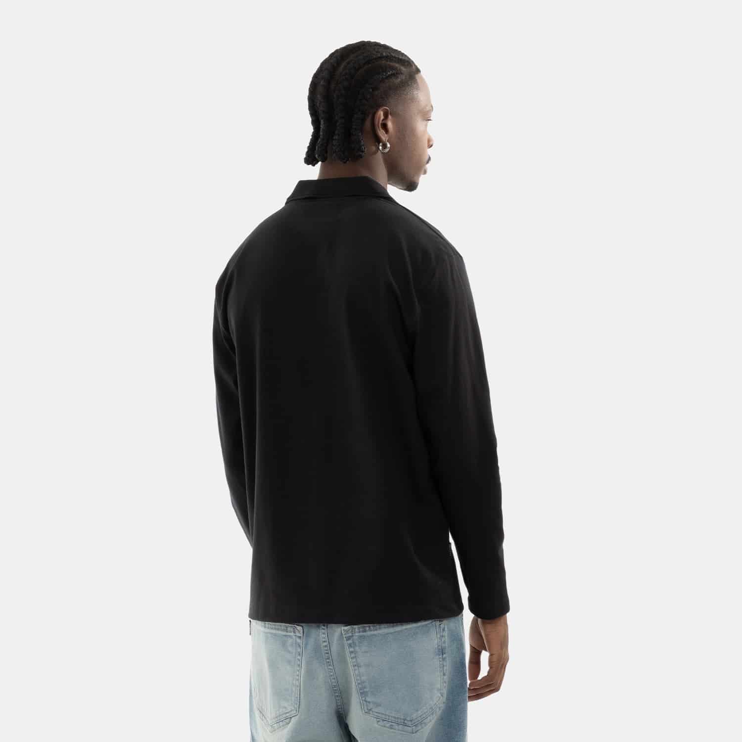 Zip Polo Sweatshirt Black - miniatura 3
