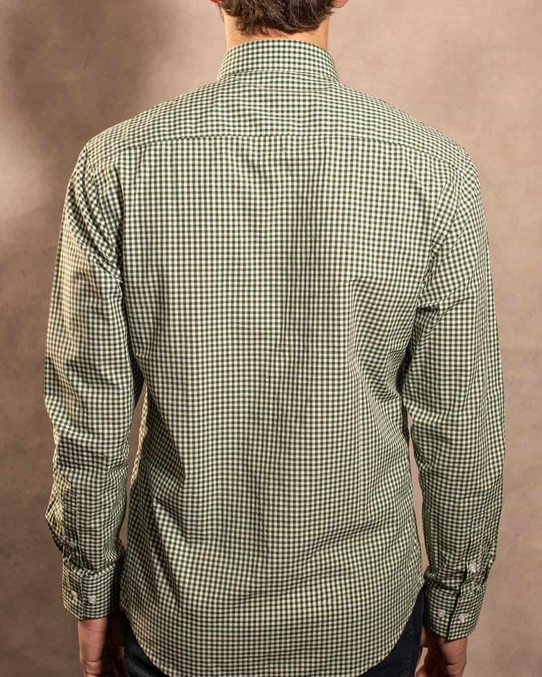 Camisa Antimanchas Popelina Cuadros Verde Oscuro Lugano - miniatura 5